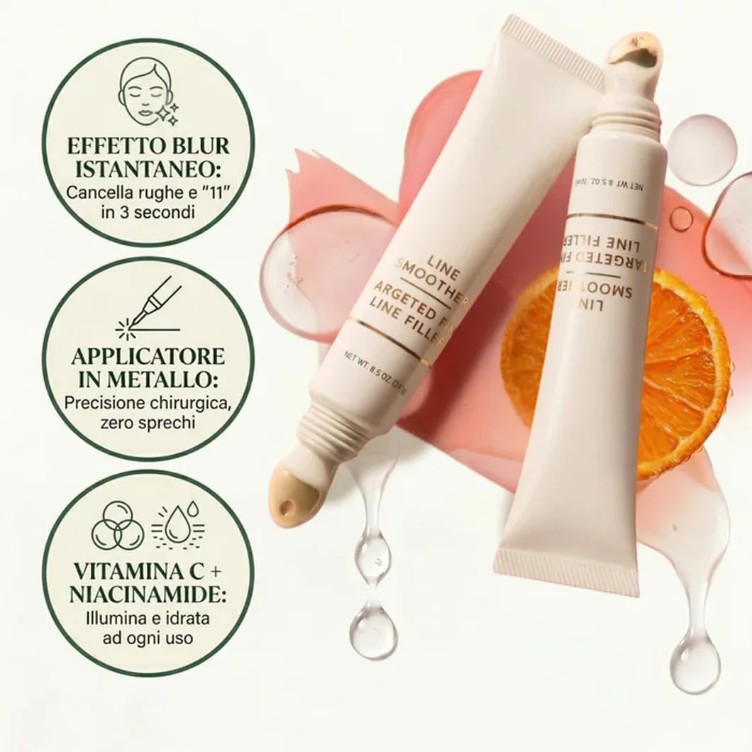 Arelia Primer Anti-Rughe, Effetto Blur Istantaneo, Primer Viso con Vitamina C e Niacinamide, Applicatore Metallico Preciso