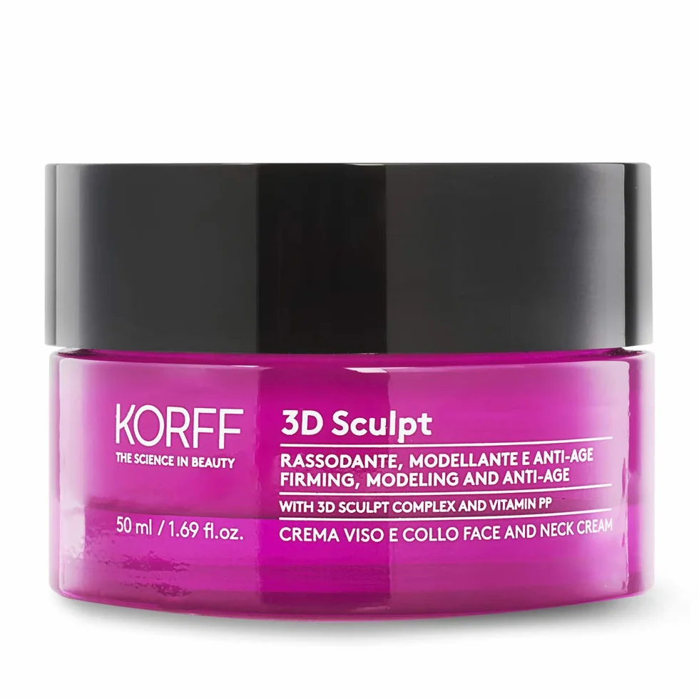 KORFF 3D Sculpt Crema Antirughe Viso e Collo, Formula Anti-Età Rassodante e Nutriente, 50ml