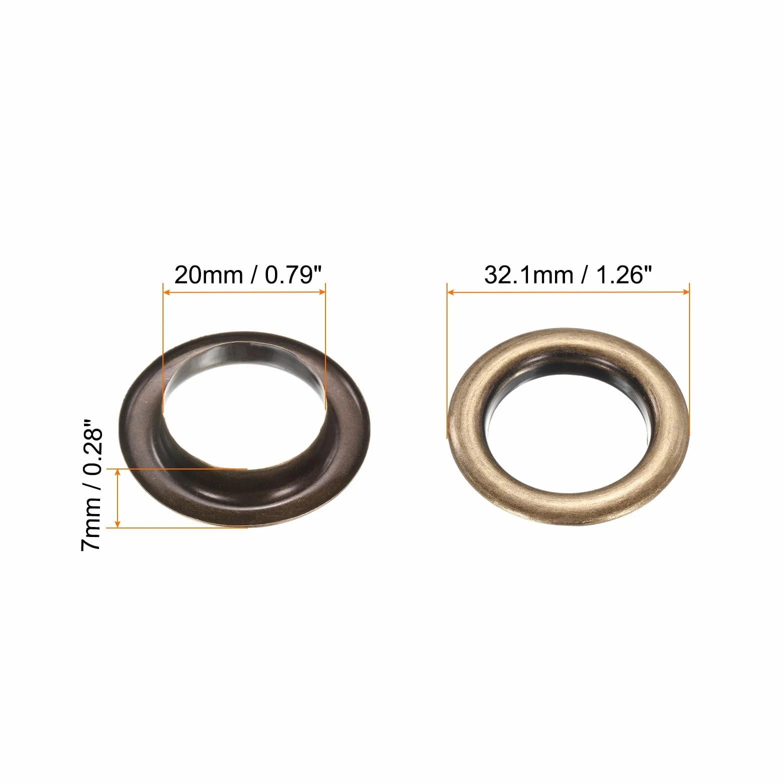 Occhielli per Teloni 20mm 4/5" in Ottone con Rondelle, Marrone, QUARKZMAN 10 Set