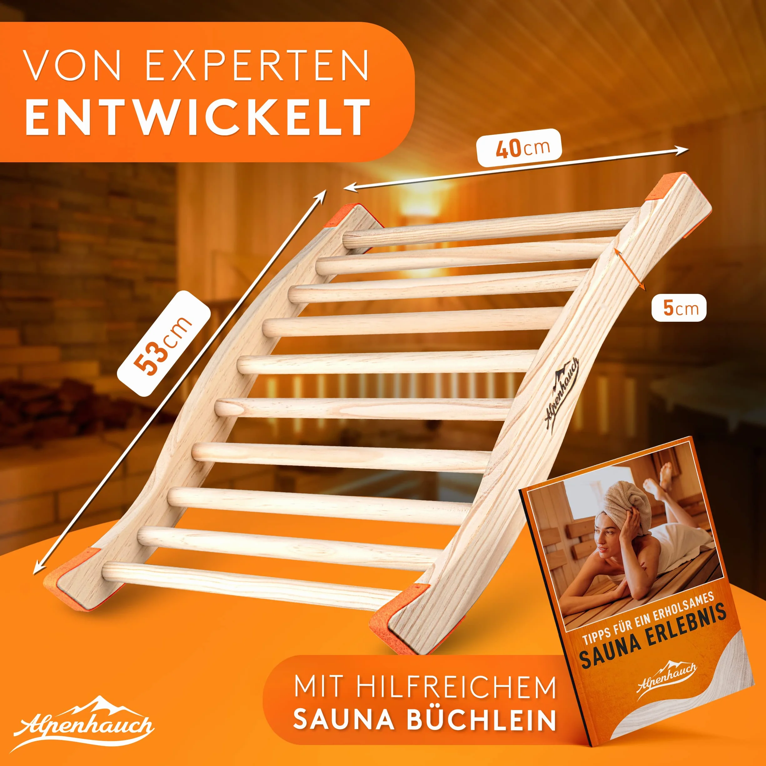 ALPENHAUCH Schienale per sauna in legno naturale ergonomico a forma di S curvo accessorio cabina a infrarossi