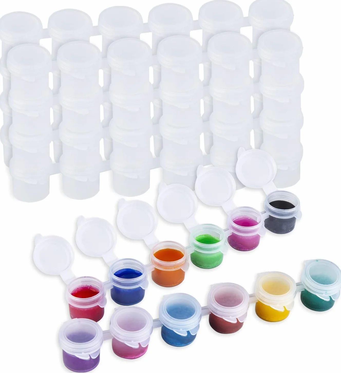 PIQIUQIU Strisce colorate vuote, 10 strisce, 60 pentole, 3 ml, mini vasi di colore vuoti con coperchi, contenitori in plastica per organizzare Painterly Paint