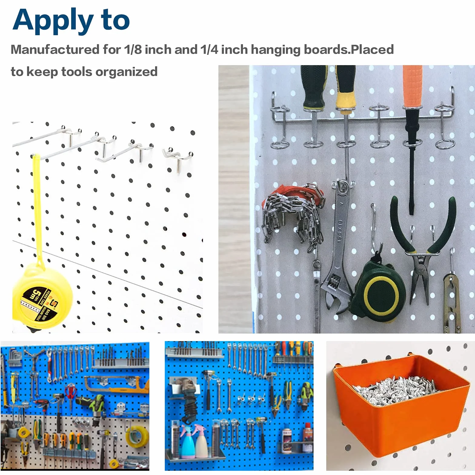 144PCS Set di ganci per pannello forato, cestini e serrature per utensili