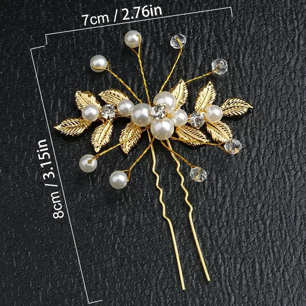 4 Pezzi Accessorio per Capelli da Sposa Pettini per Capelli da Sposa e Forcine a U con Strass Perla Nuziale Decorativo Cerchietto Festa di Nozze per Donne e Ragazze (Oro)