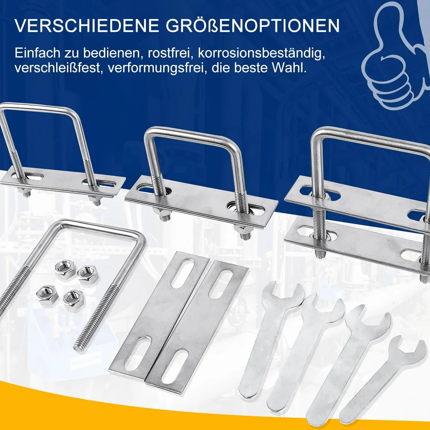 U Bolt M8 40x100mm In Acciaio Inox 4 Pezzi Bullone A U Quadrati Con Dado E Piastra Per Applicazioni Industriali