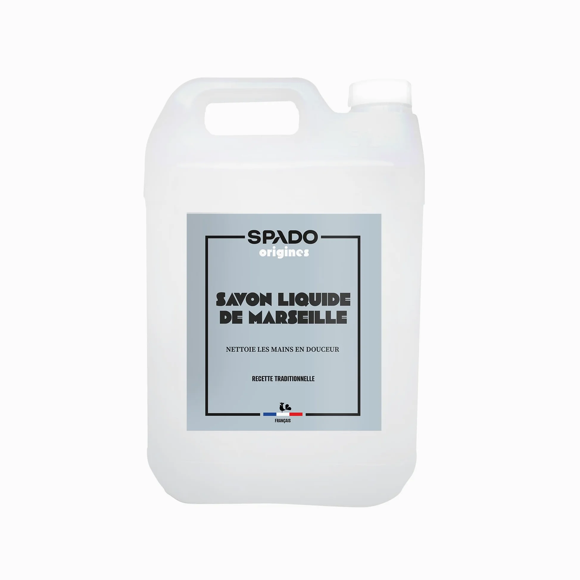 SPADO Origines - Sapone di Marsiglia liquido, 100% vegetale, pulisce e sgrassa, ammorbidisce le mani, olio d'oliva, 5 l, produzione francese