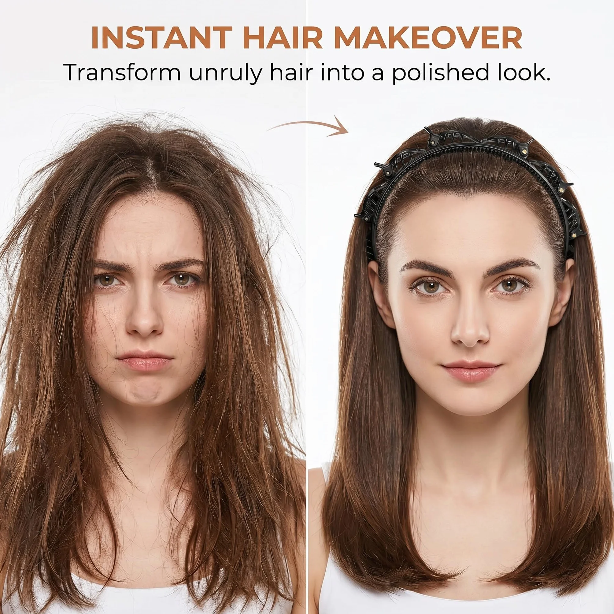 2 Pezzi Cerchietto Con Mollette Incorporate, Cerchietti Per Capelli, Fasce di Plastica per Cerchietto Con Clip