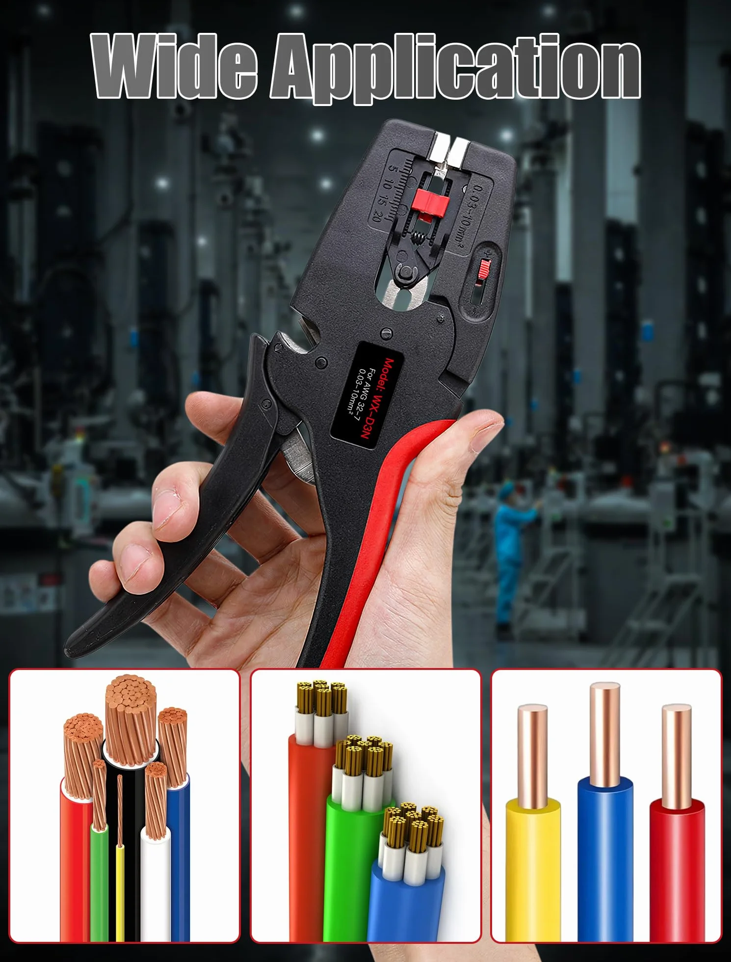 Pinza Spelafili Automatica 2 in 1 Spellacavi Elettrici con Ganasce Autoregolanti 0,03-10mm²