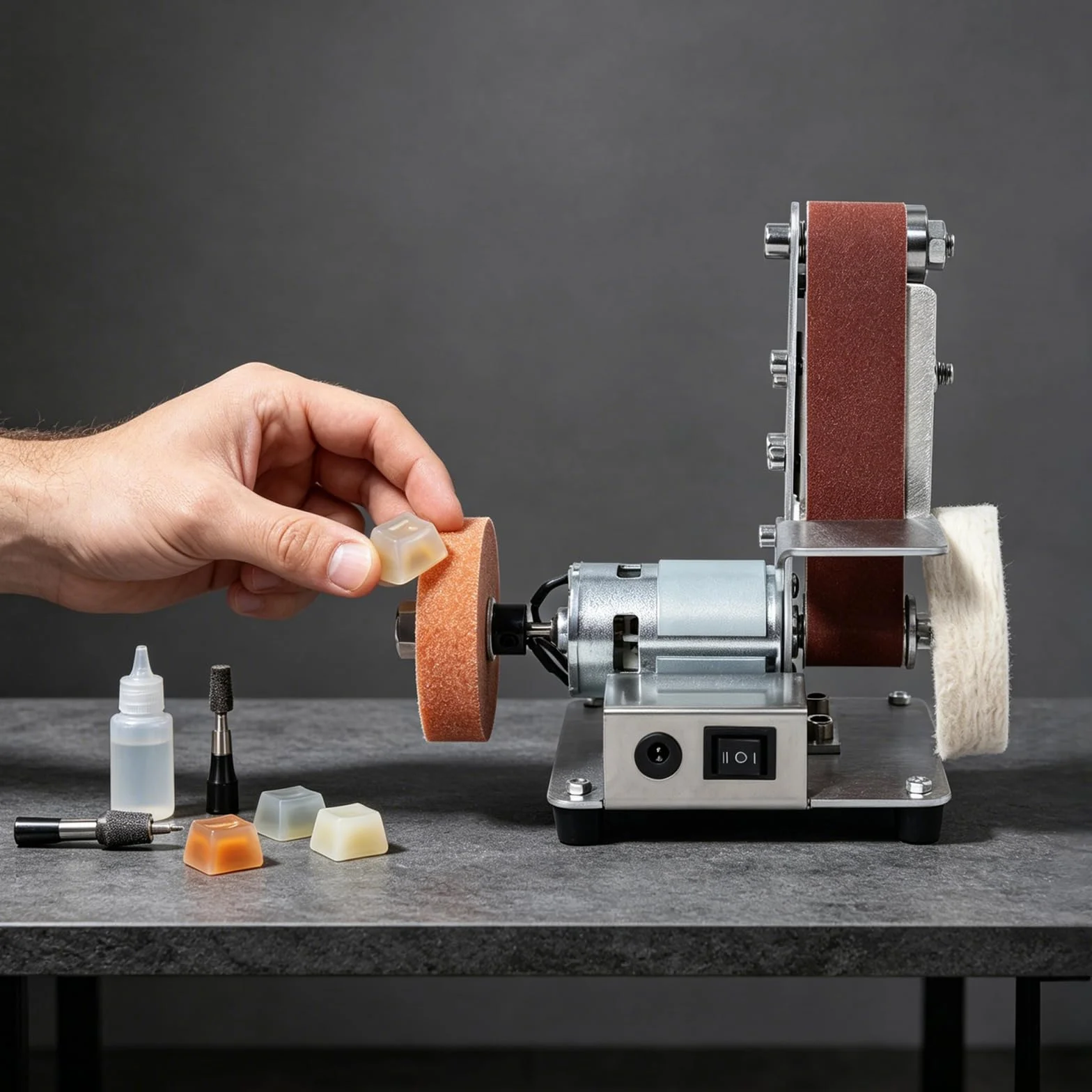 Mini levigatrice a nastro elettrica 775, 4000-9000 giri/min, regolabile, con 20 nastri abrasivi e disco lucidante per metallo e legno
