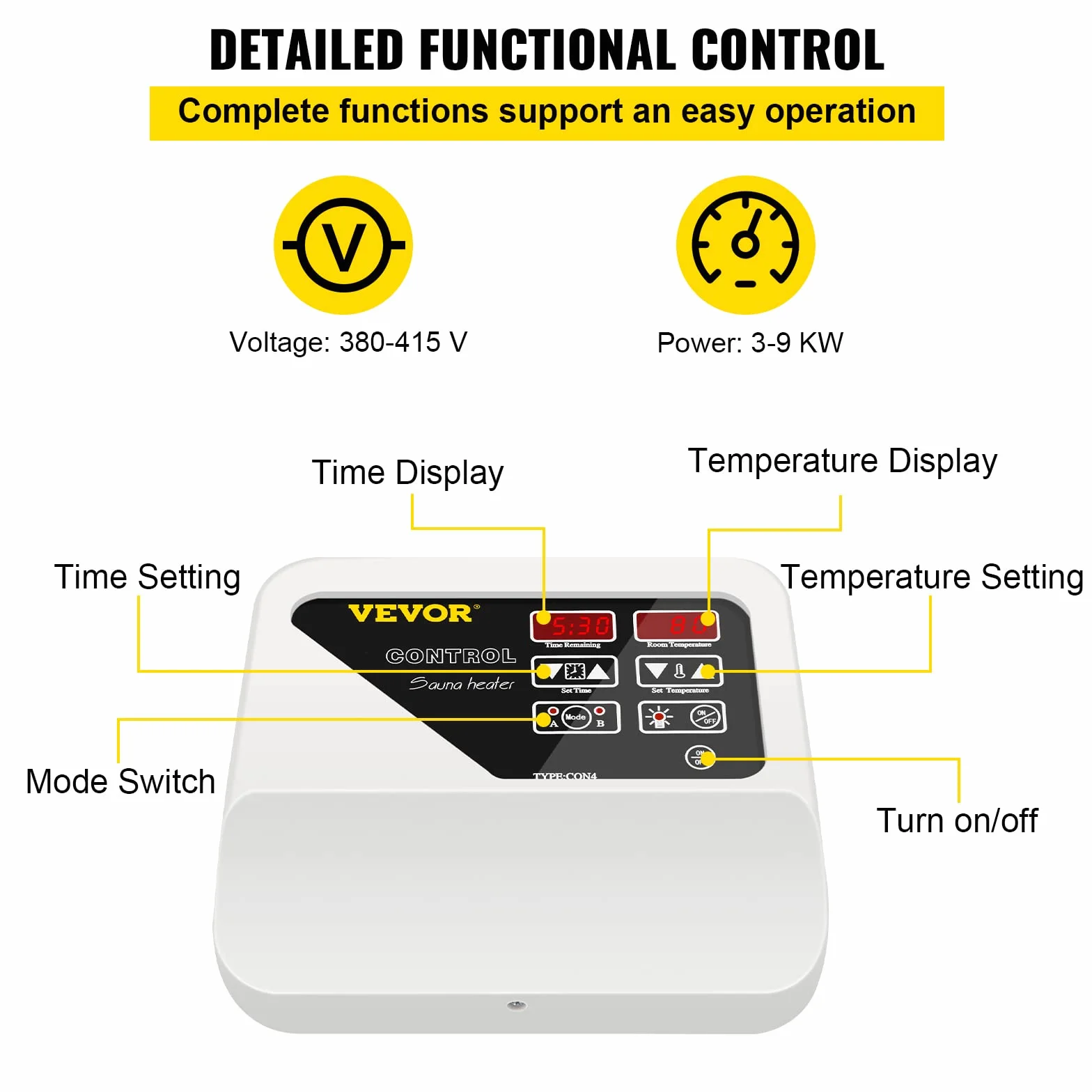 FlowerW Sauna Controller 3-9KW Digitale per Riscaldamento Stufa