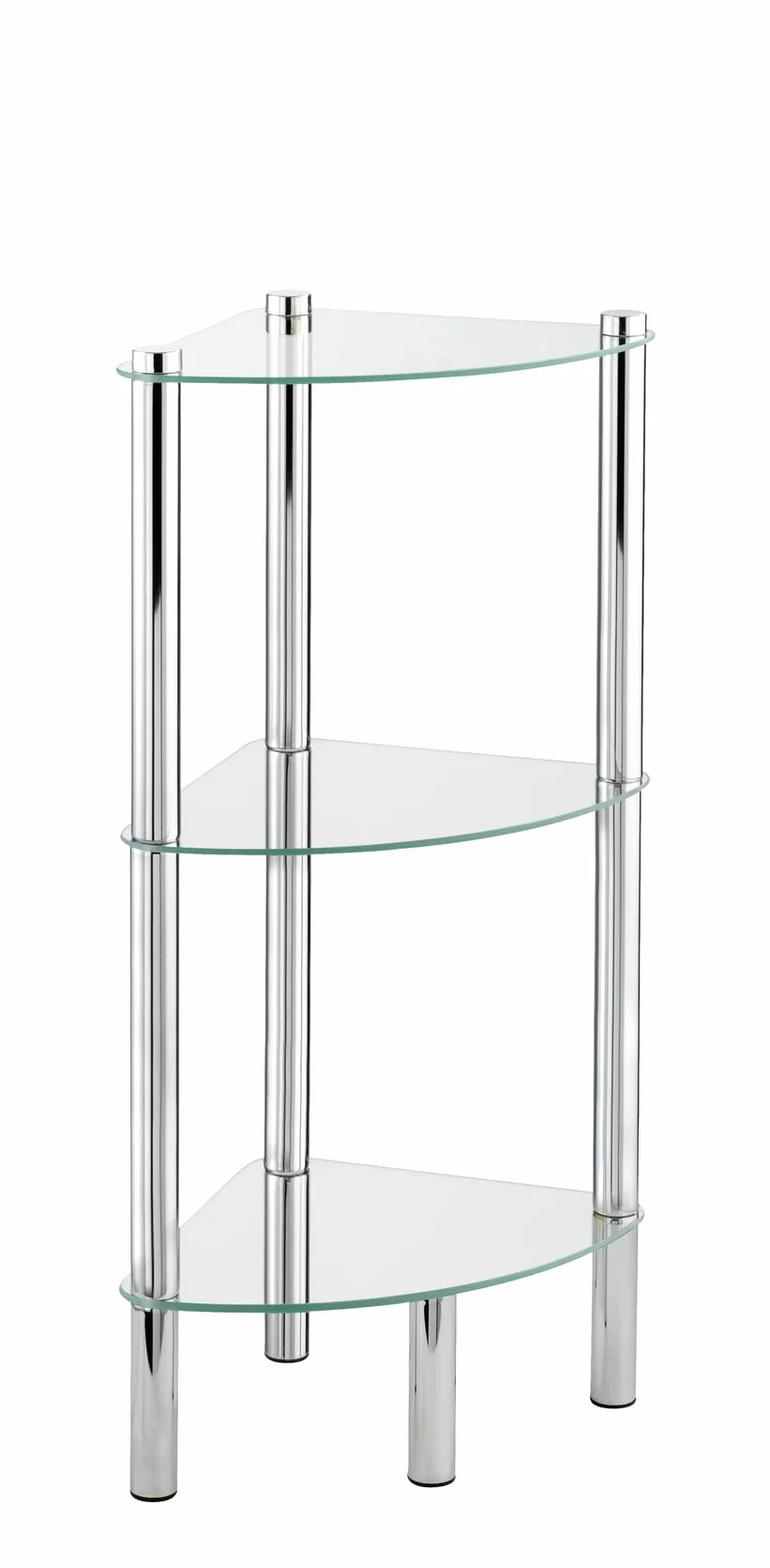 WENKO Exclusiv scaffale angolare Yago 3 ripiani in vetro 30 x 74 x 30 cm Cromo