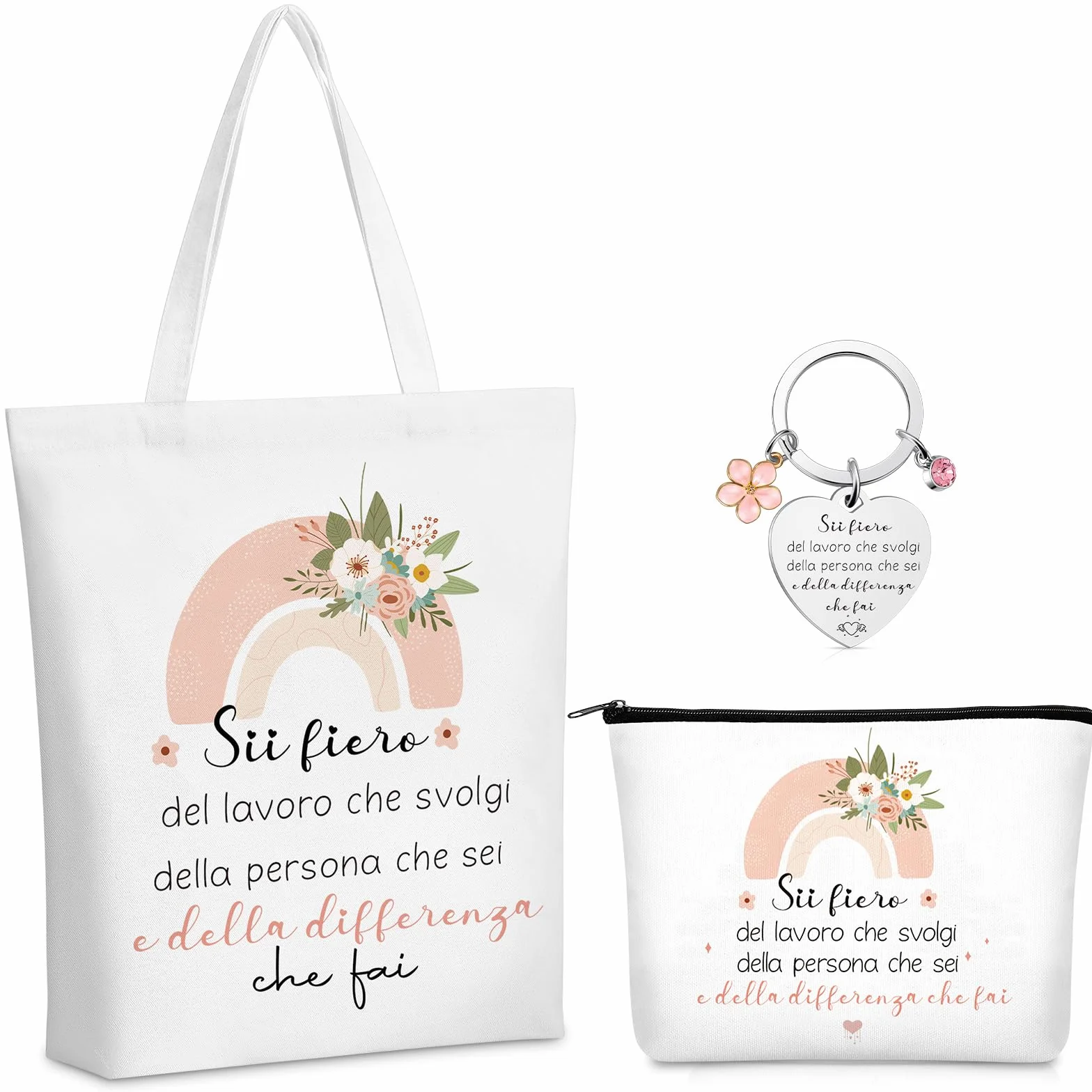 Xuniea Regalo per Colleghe Capo Maestra Donna Regali di Motivazionali Addio Ringraziamento Pochette Borsa per Cosmetici Portachiavi Borsa di Tela Laurea Compleanno Infermiera Amica Dipendente