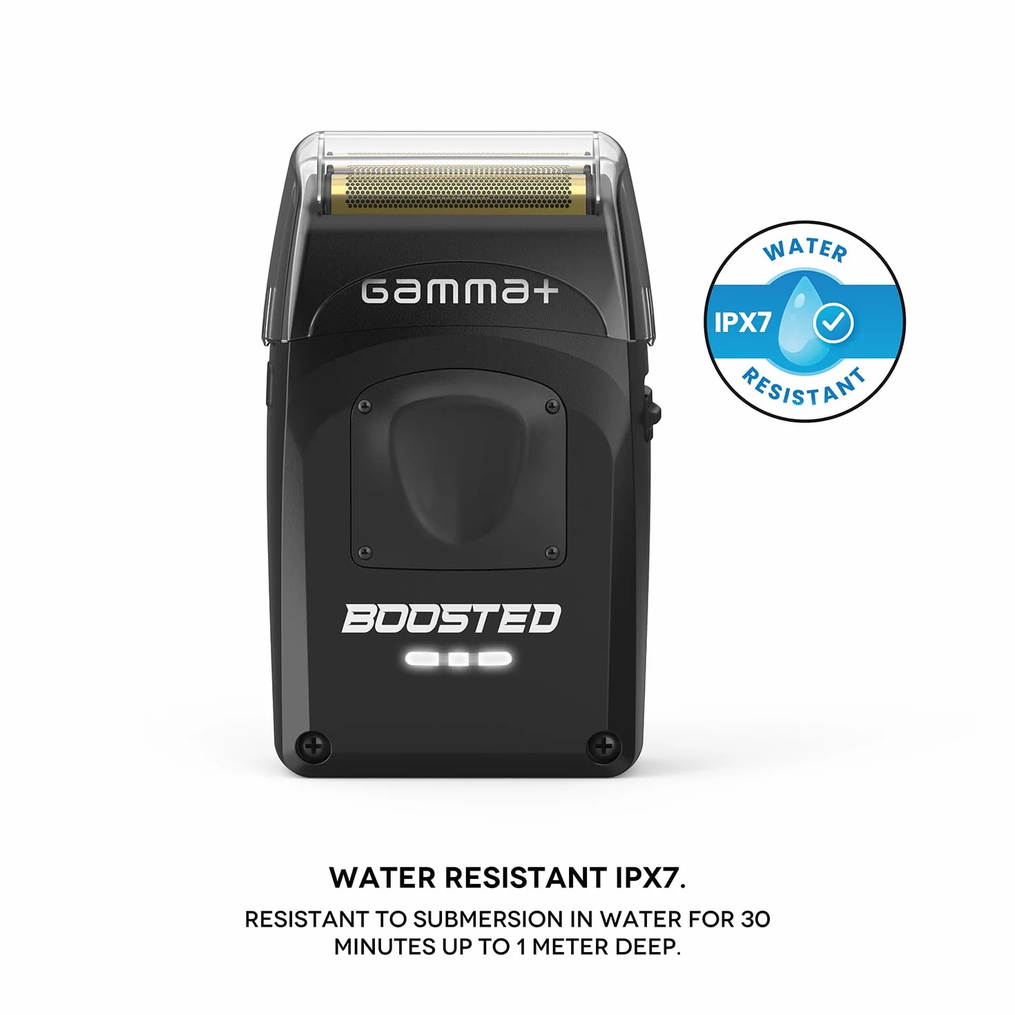 GAMMA+ Boosted Rasoio Elettrico Barba e Capelli con 3 Lame, Rasoio Barba Elettrico Uomo Senza Fili, Autonomia 120 Minuti, Rasoio da Viaggio Compatto, Impermeabile IPX7, Velocità di taglio 11.000 RPM