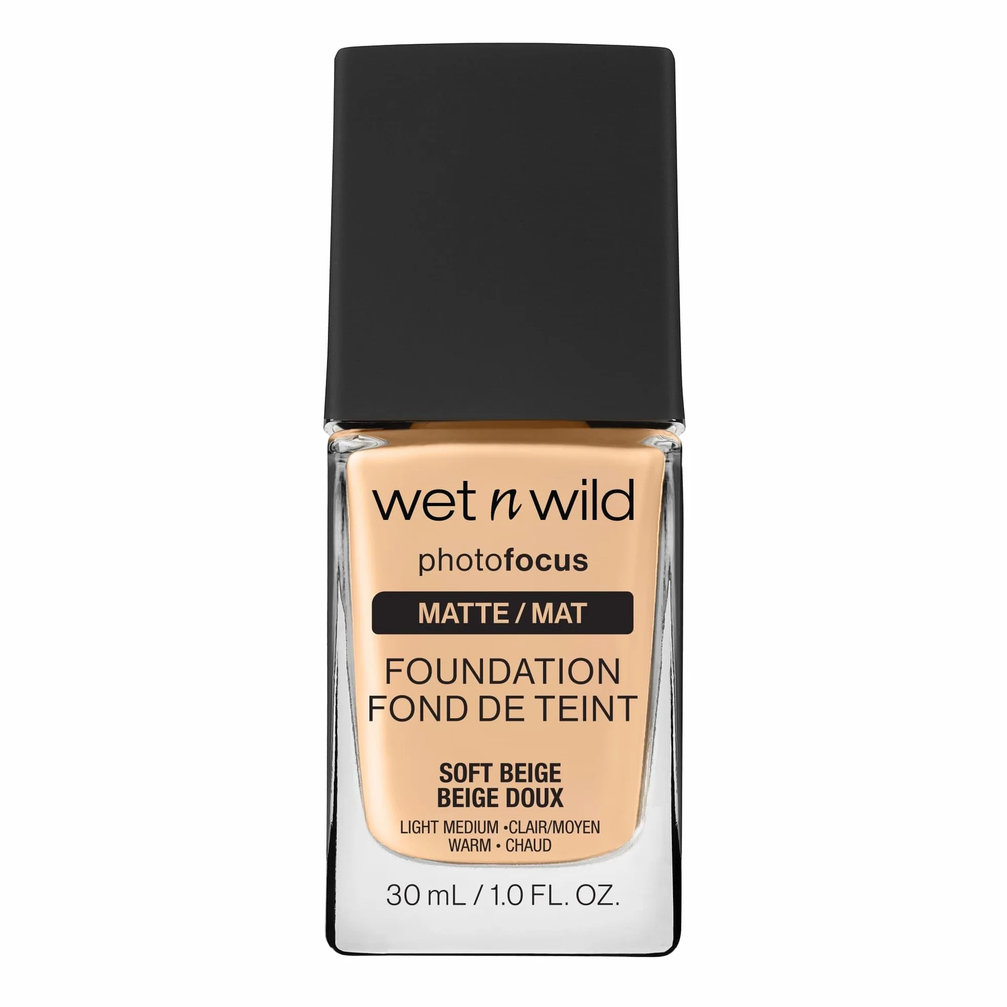Wet n Wild Photo Focus Matte Foundation, Fondotinta Liquido a Coprenza Modulabile dal Finish Opaco, Leviga i Pori per un Incarnato Uniforme, Soft Beige