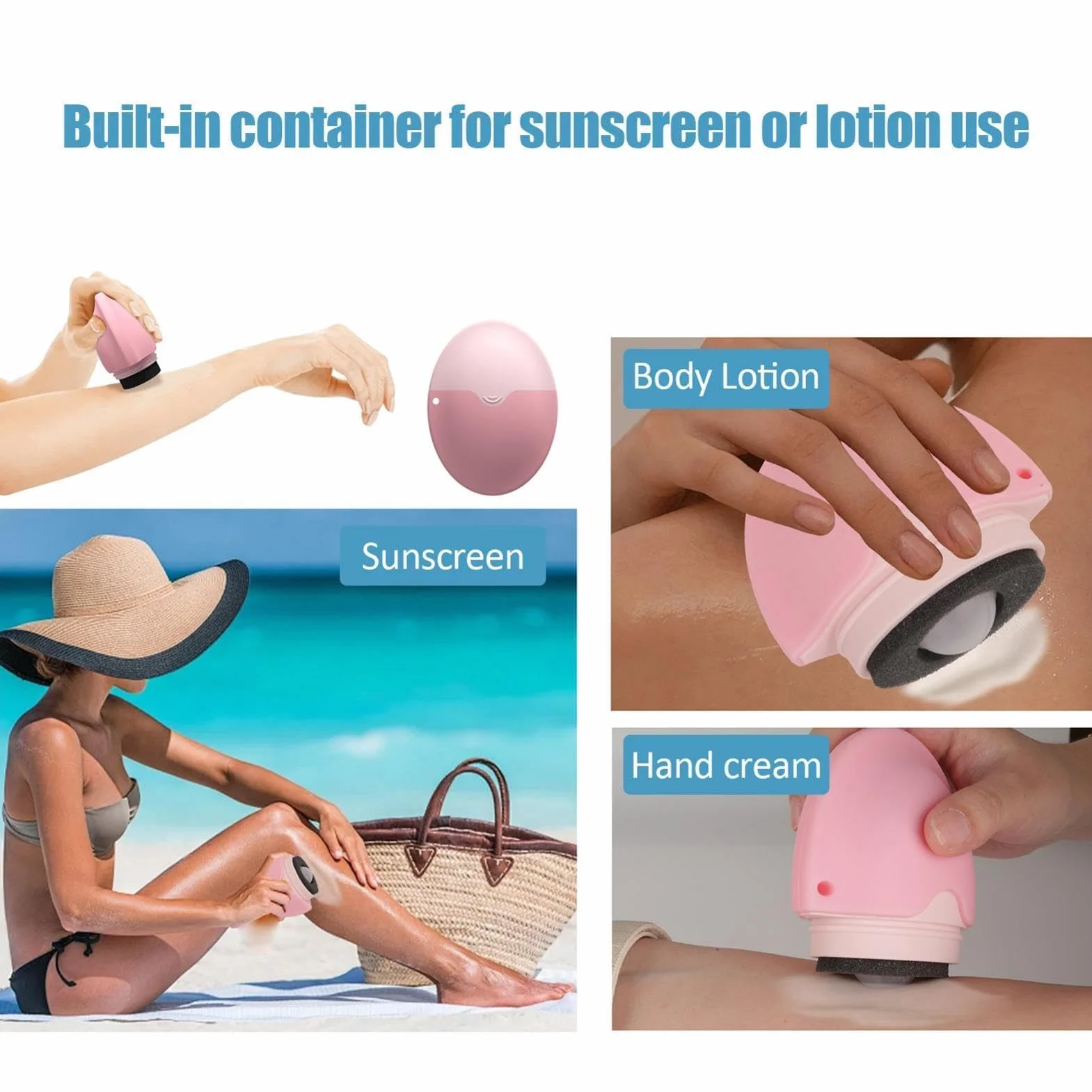 Flacone applicatore arrotolabile, ricaricabile, riutilizzabile, per protezione solare, dimensioni da viaggio, per bambini e adulti (rosa)