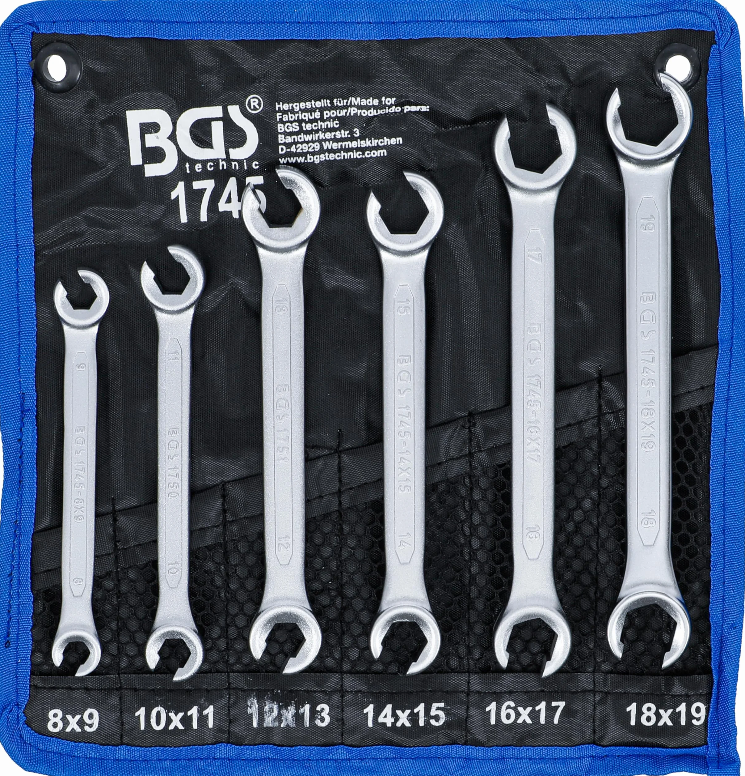 BGS 1745 Serie di chiavi a doppio anello aperte 8-19 mm 6 pezzi