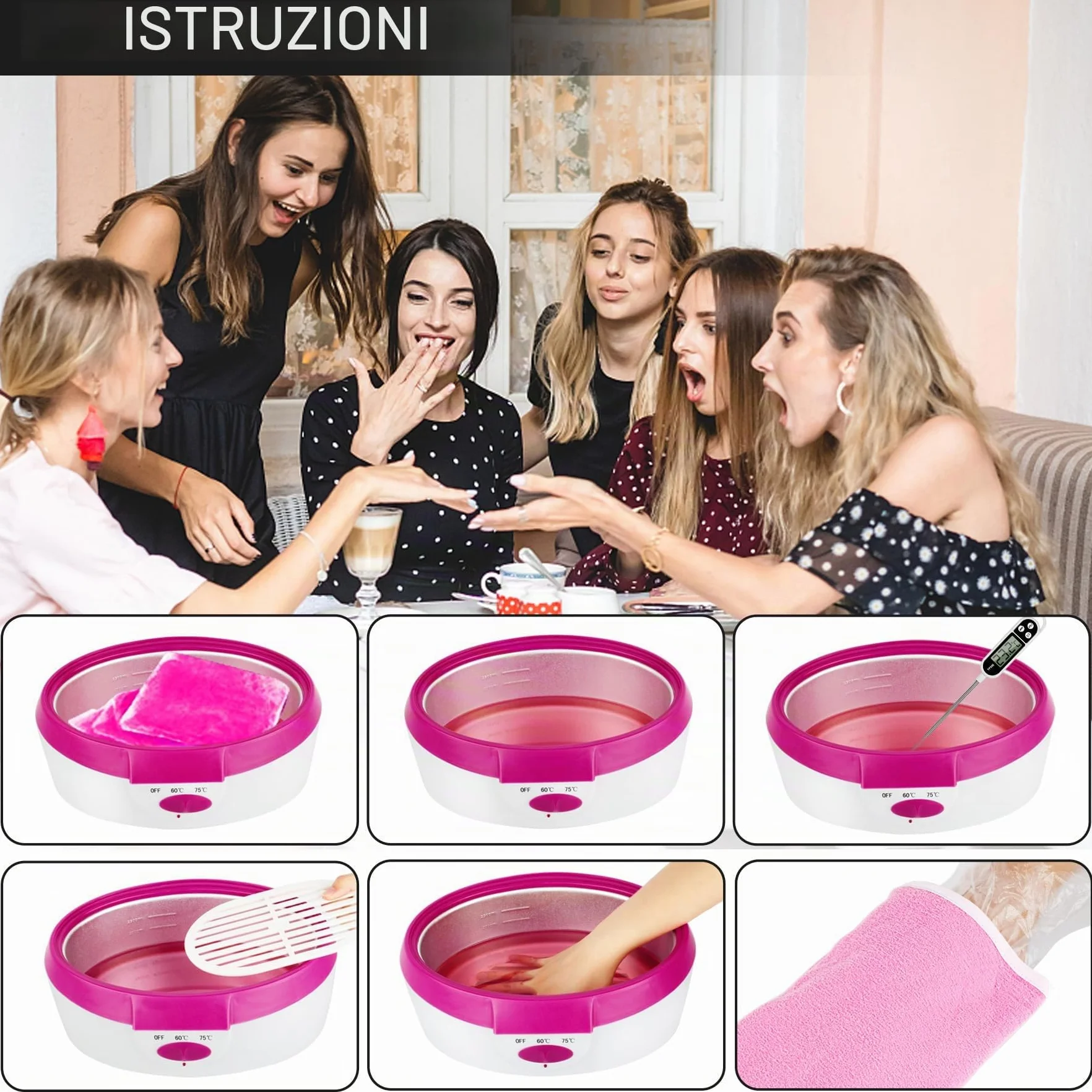 Bagno di Paraffina 265 W per Mani e Piedi, Forever Speed Cera di Paraffina Set Elettrico Paraffin Dispositivo Rosa