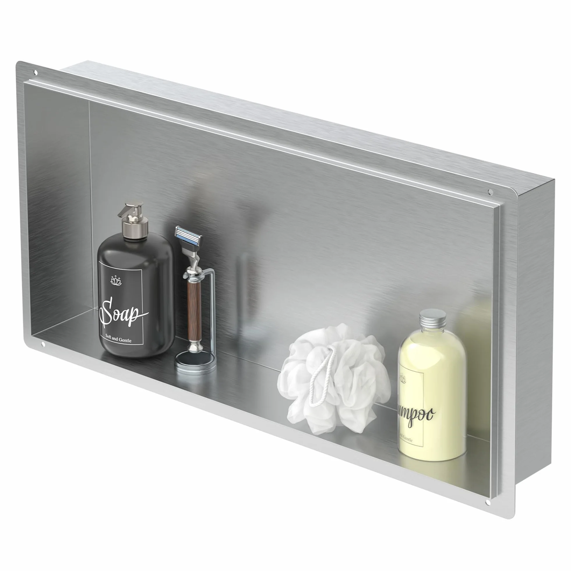 LuxeBath Nicchia a Parete senza Cornice in Acciaio Inossidabile 60x30x10 cm Argento per Bagno