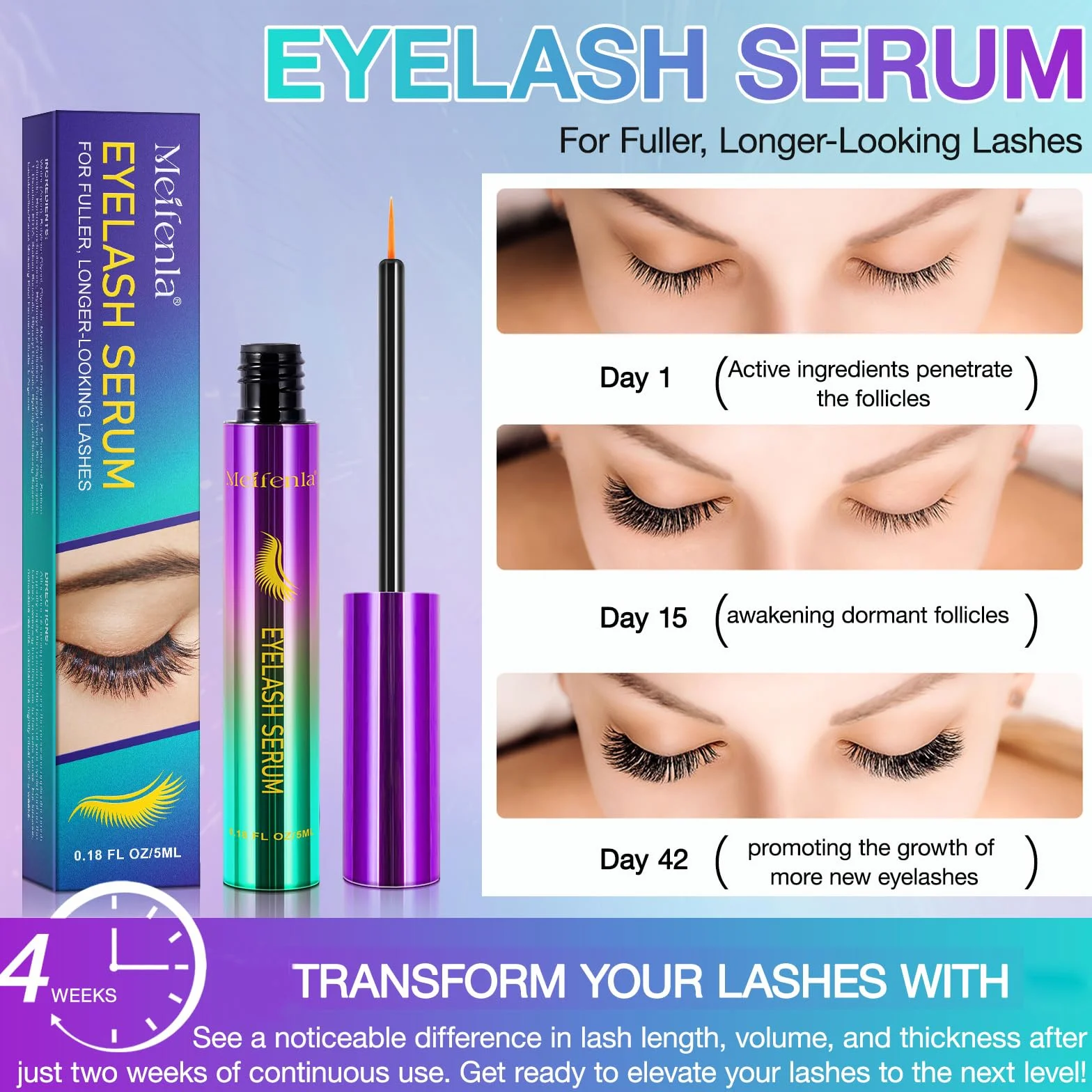 Siero Ciglia Allungante, Siero per Ciglia Crescita Ciglia, Grande Lash Serum,Naturale Essence Senza Ormoni,Protegge e Rinforza le Ciglia per un Aspetto più Pieno e Folto,Naturalmente,5 ML