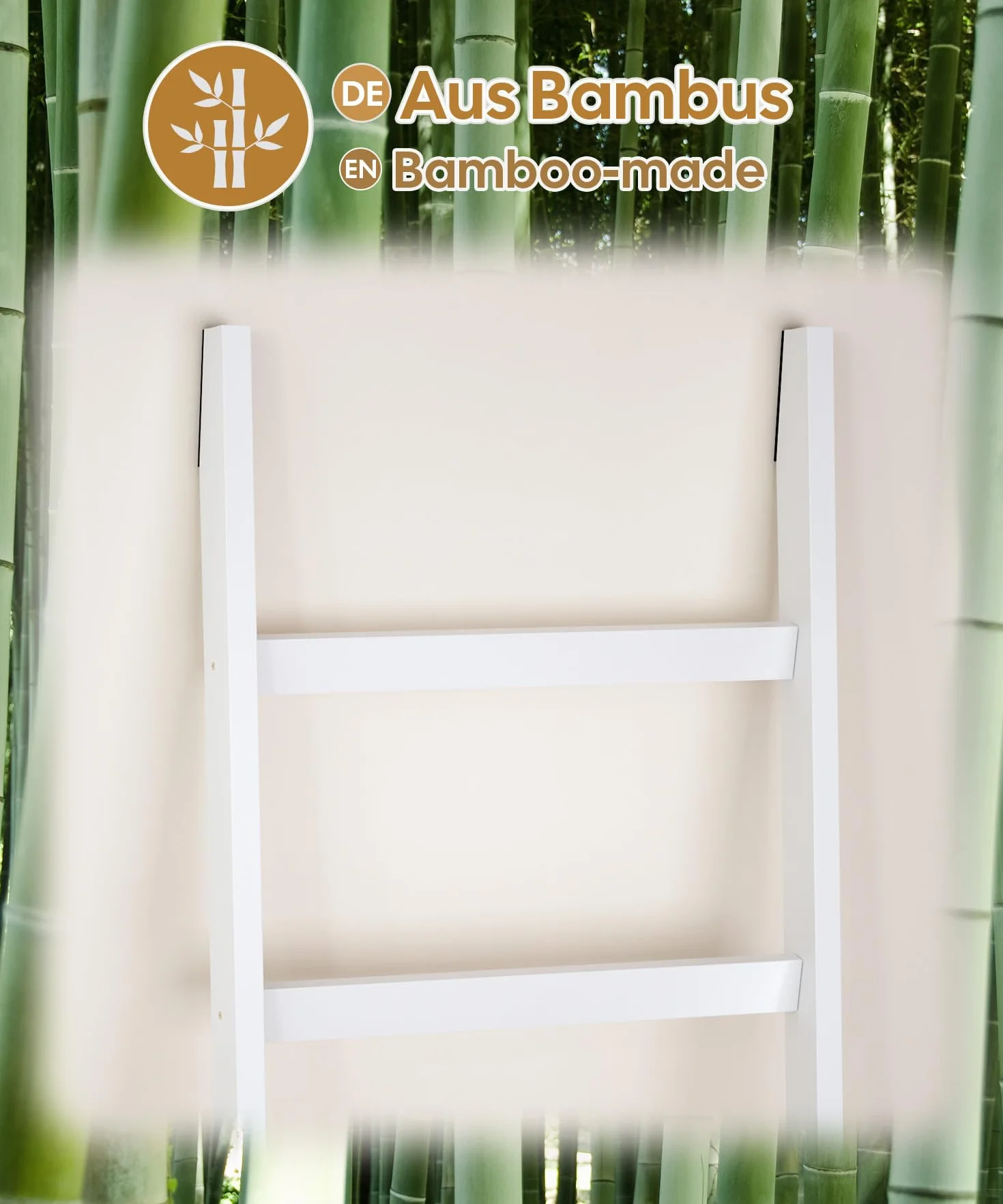 Yorbay Scala Portasciugamani in Bambù 170x43 cm Bianco 6 Pioli