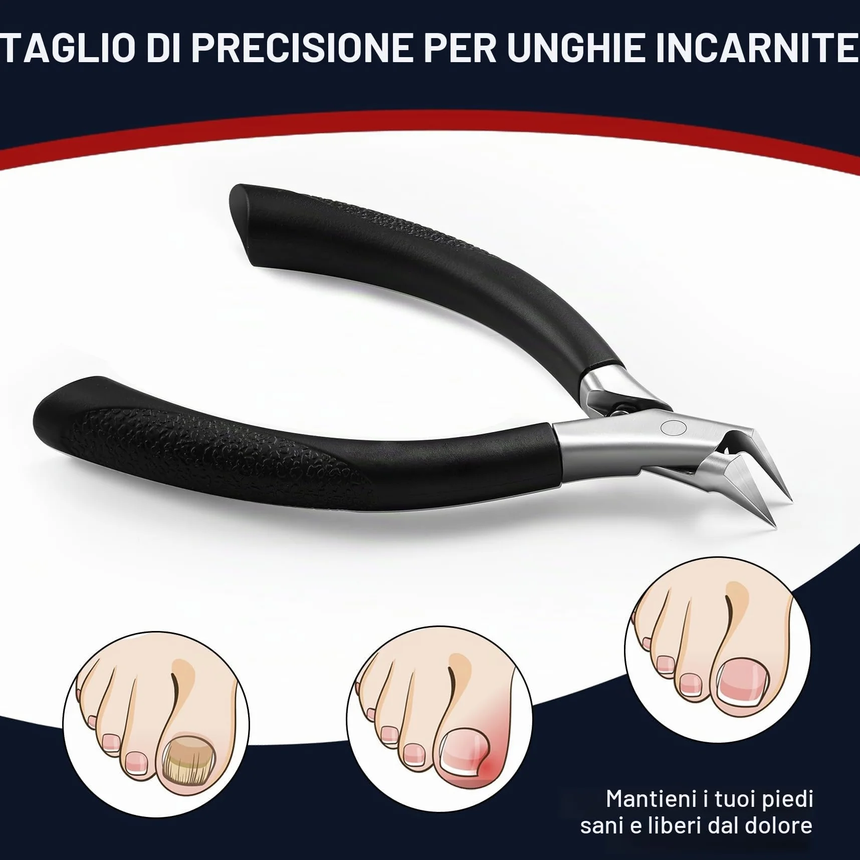 FVION Tronchesino Unghie Piedi Lama Dritta, Tagliaunghie per Unghie Incarnite e Spesse - Tagliaunghie Piedi di Precisione in Acciaio (Nero)