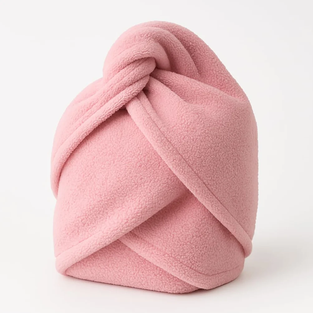 Terryshop74 Asciugamano turbante per capelli, asciuga e raccoglie per capelli medio corti (Rosa, Medio)