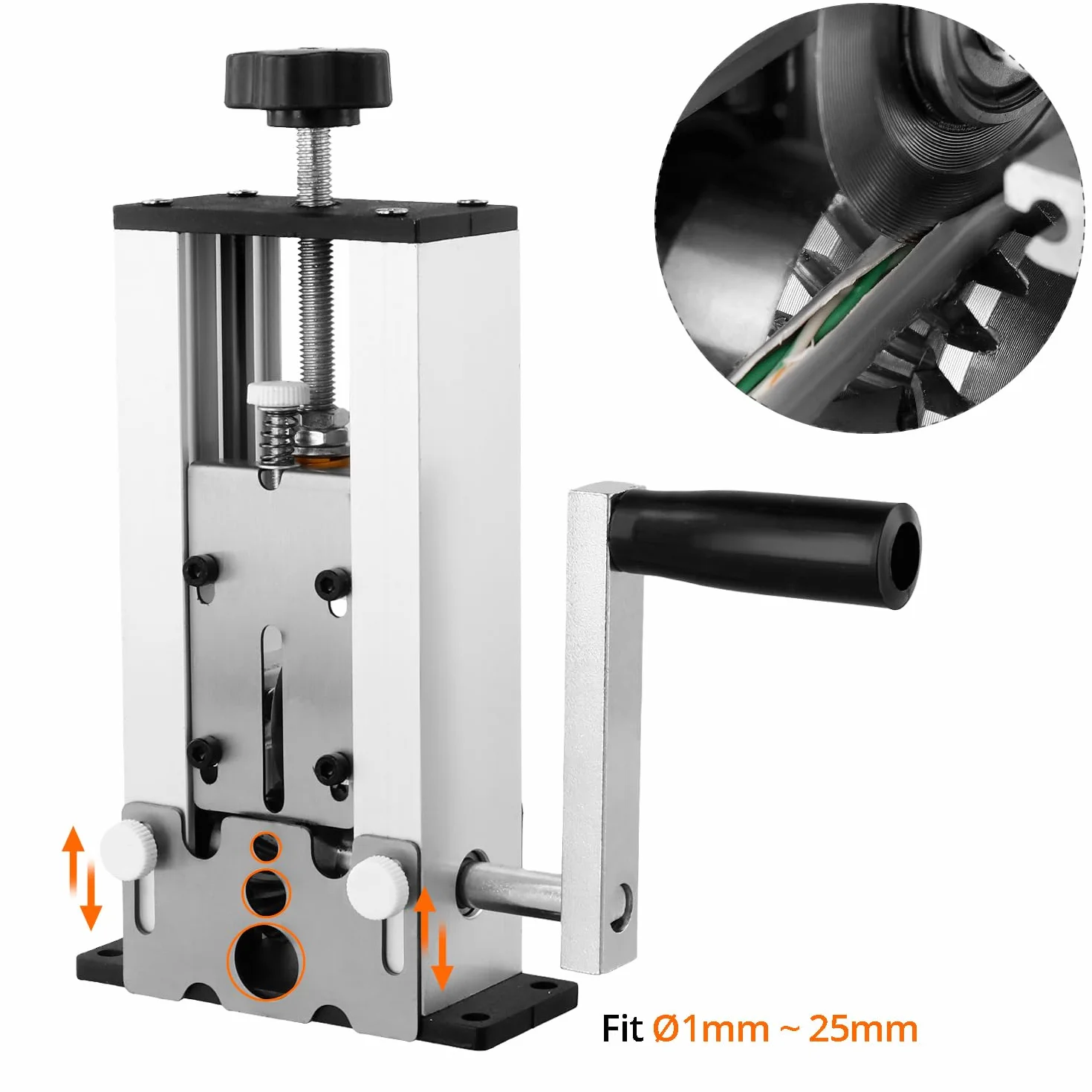 QWORK Spelafili Automatico Manuale per Cables Ø1-25 mm Portatile Lama Acciaio Telaio Alluminio