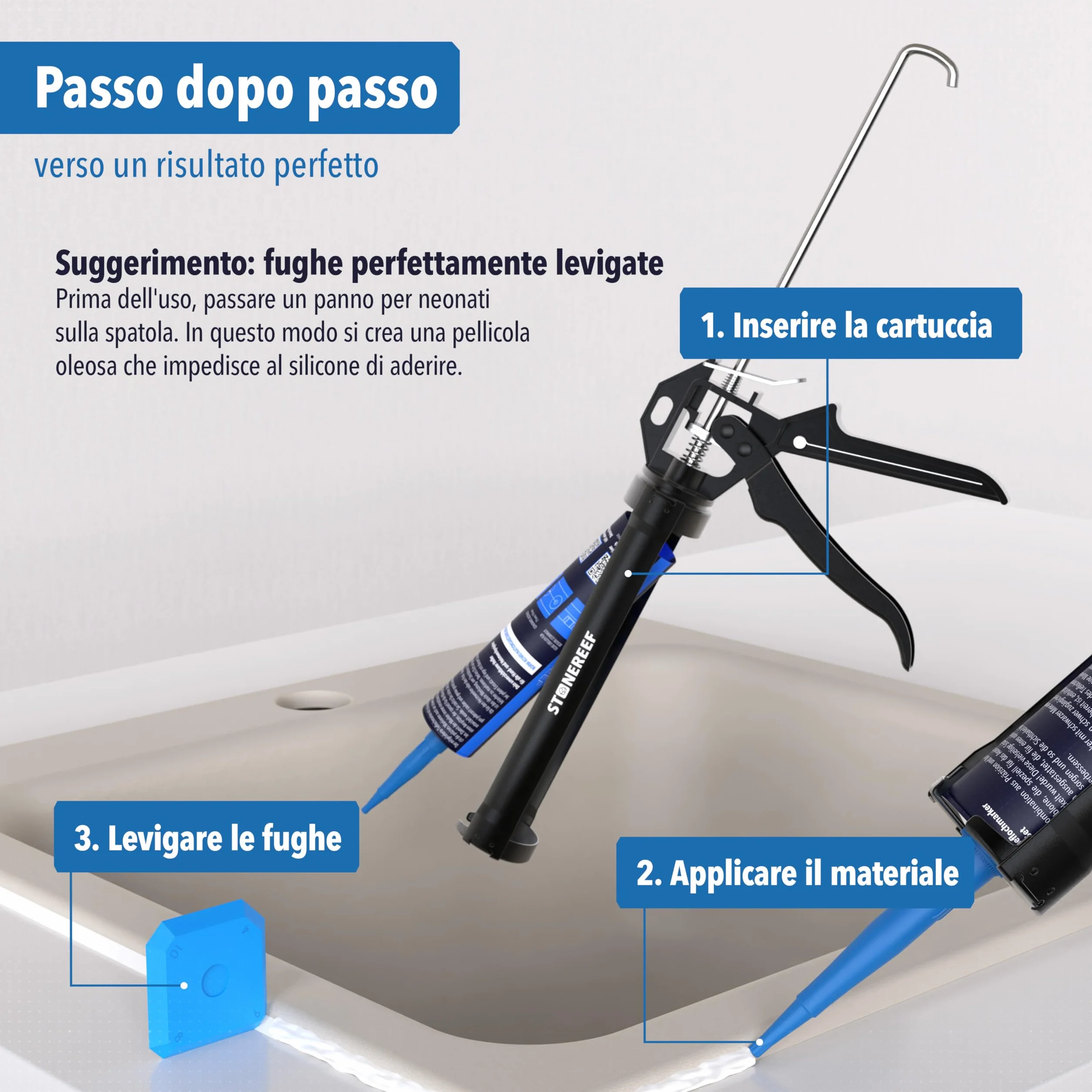 Pistola a cartuccia professionale 9" in metallo pressa per silicone