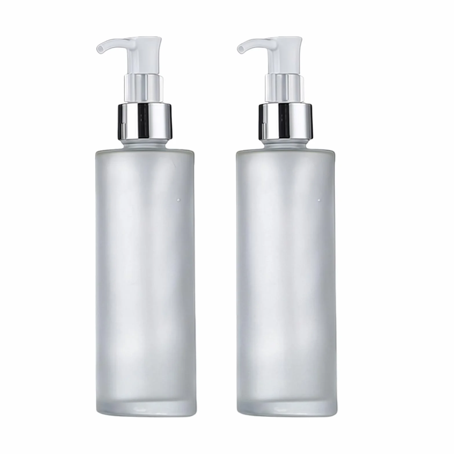 2 flaconi vuoti in vetro smerigliato da 120 ml, dispenser per lozioni, sapone, cosmetici, cosmetici, essenze, oli essenziali, campioni, contenitori per imballaggio, fiale (testa argentata)