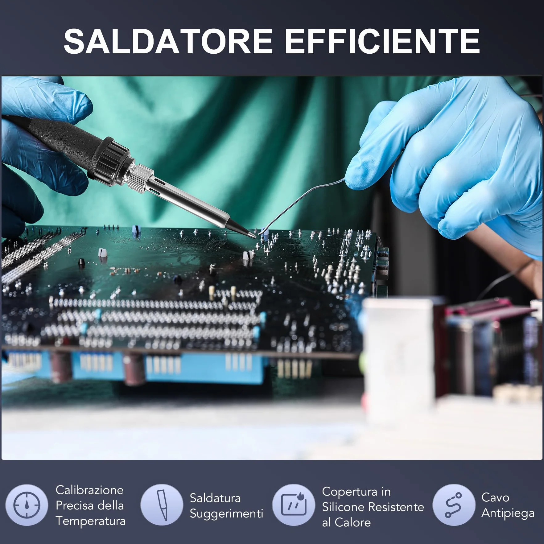 CREWORKS 750W Stazione Saldante Digitale 2 in 1 SMD con Schermi LED Saldatura ad Aria Calda
