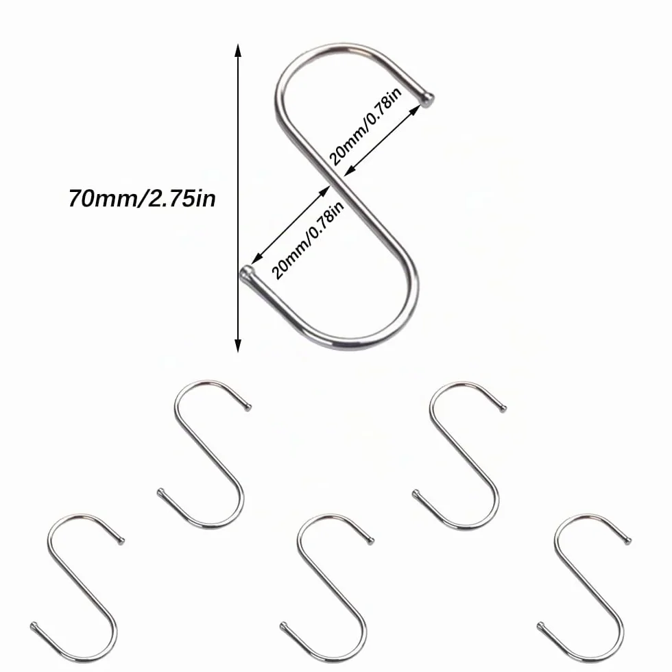 Ganci a S in Acciaio Inossidabile 5 Pezzi 7 cm Multifunzionale per Cucina Bagno Camera Ufficio