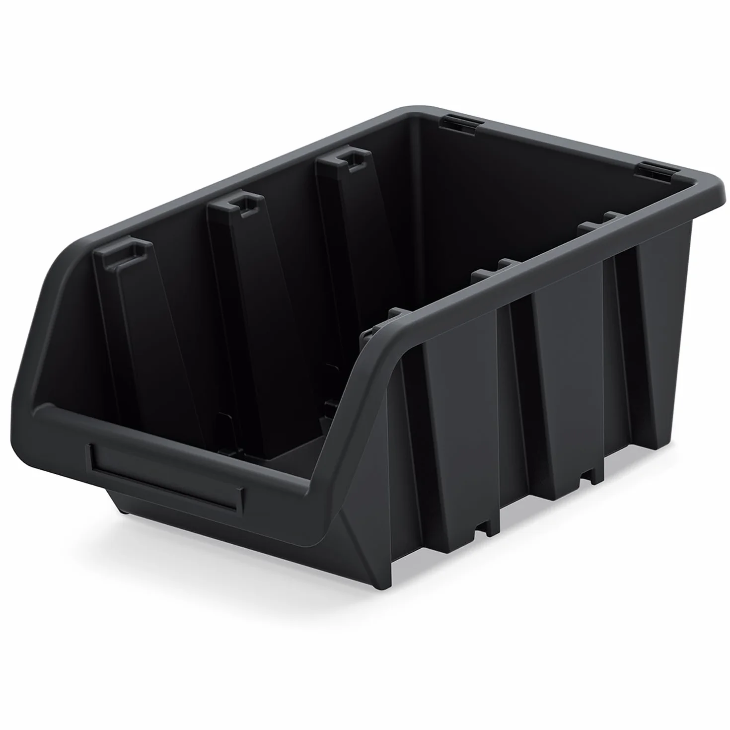Set di 12 Contenitori a Bocca di Lupo Impilabili 8x11,5x6 cm Nero Plastica