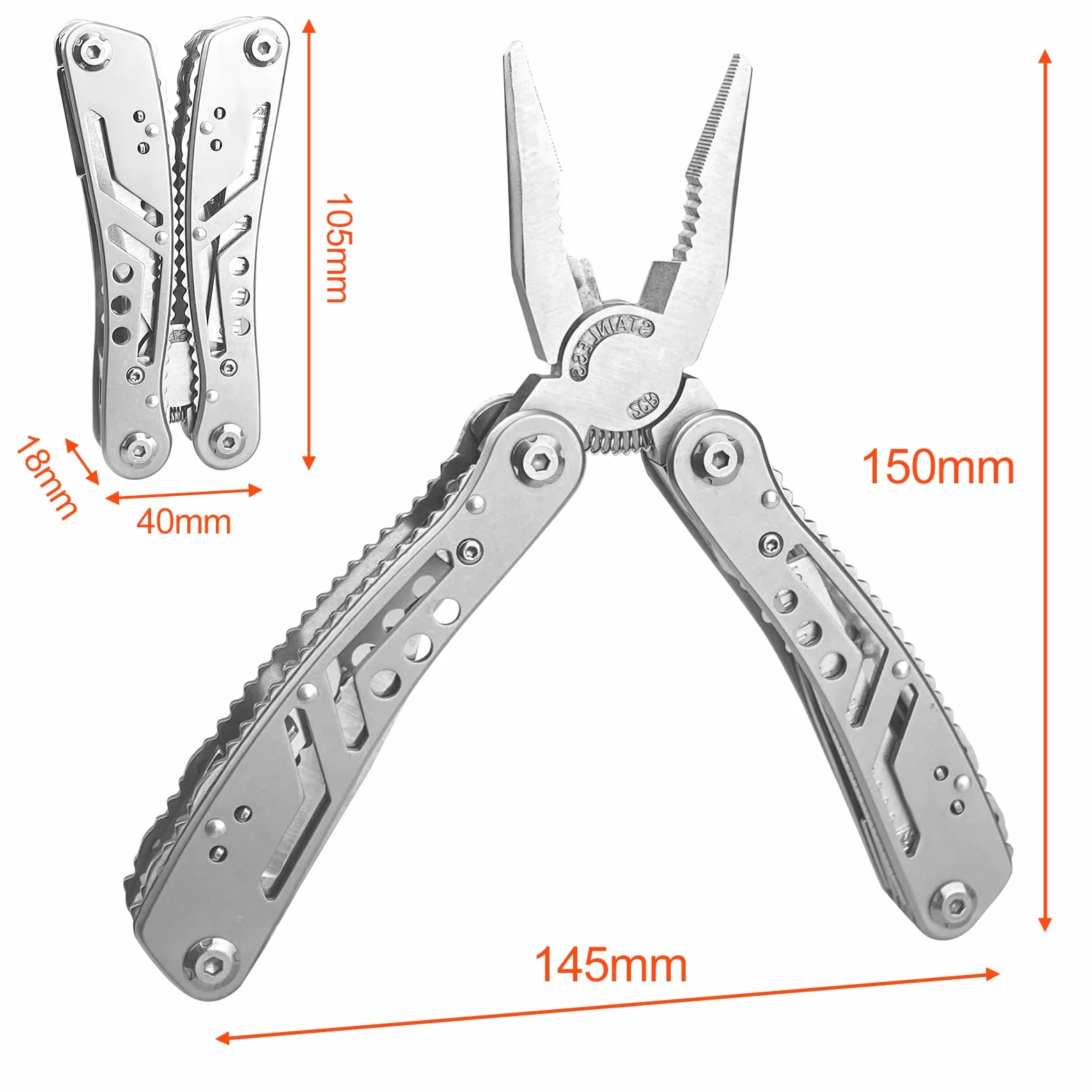 Gvolatee Pinza Multiuso 11 in 1, Pieghevole Multitool Acciaio Inossidabile Cacciavite