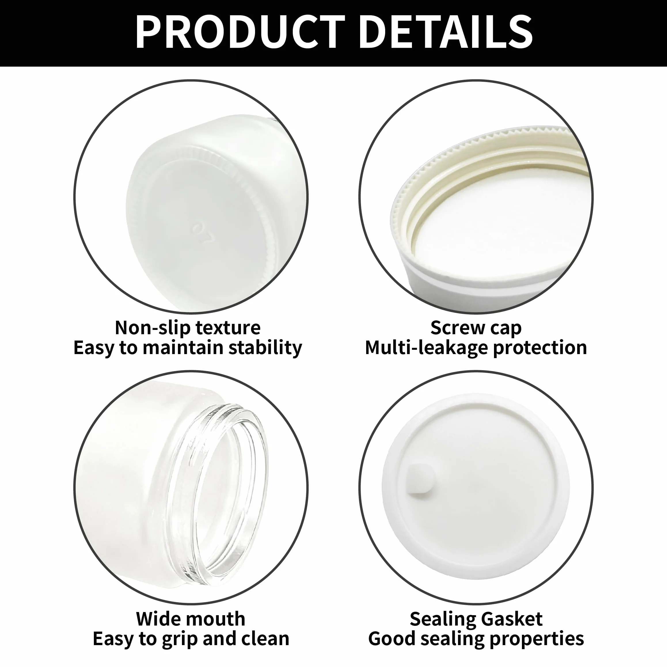 Set di 2 contenitori per crema, vasetti di crema da 50ml da riempire, piccoli vasetti di vetro con coperchio