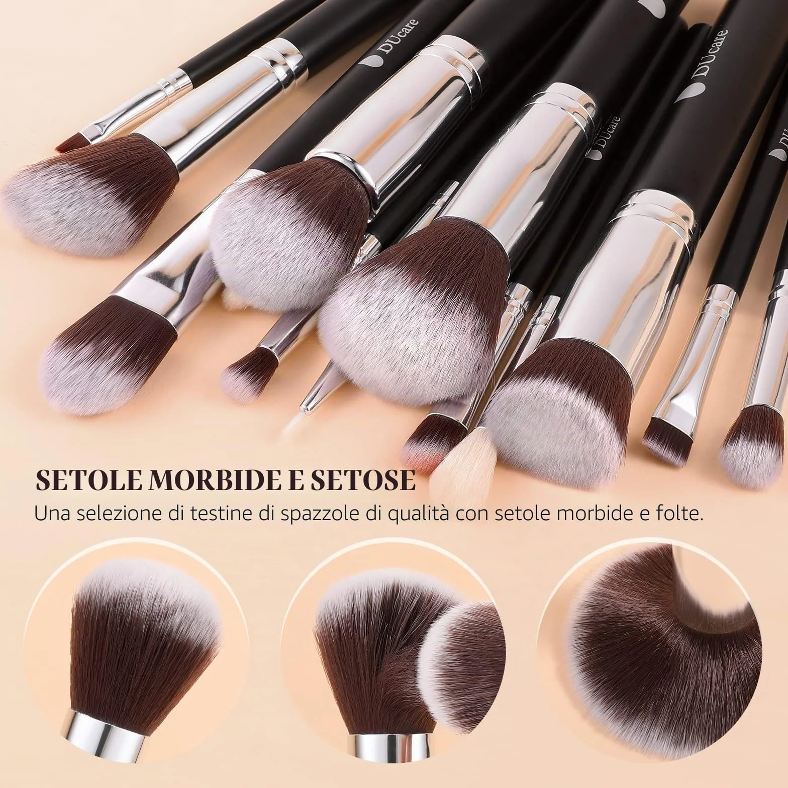 DUcare Pennelli Make Up Set 15Pcs Pennelli Trucco Professionali Set di pennelli da trucco con del sacchetto Case