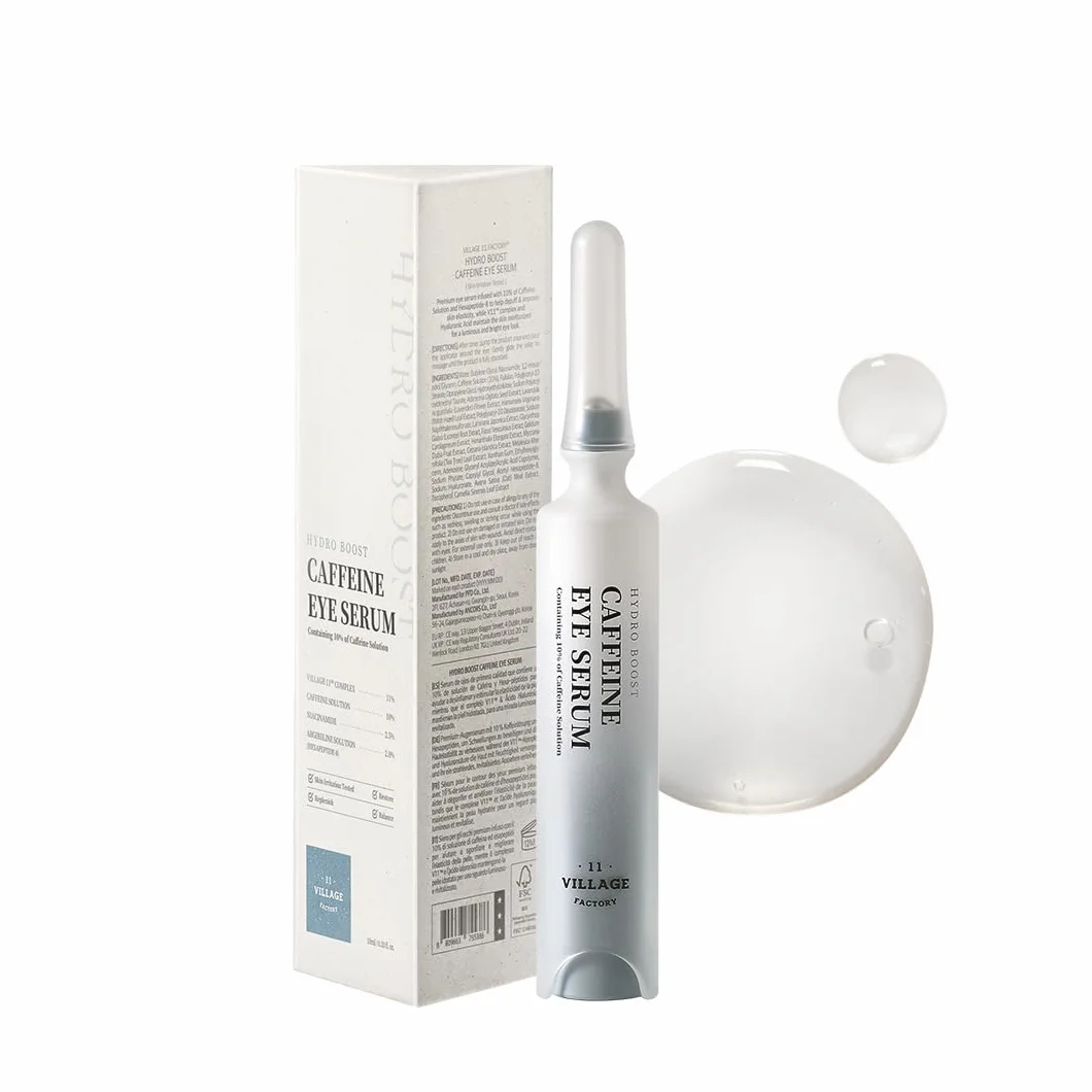 VILLAGE 11 FACTORY Siero occhi alla caffeina (10 ml) soluzione di caffeina 10%, esapeptide-8, niacinamide, trattamento elasticizzante, antirughe, occhiaie Hydro Boost Caffeine Eye Serum