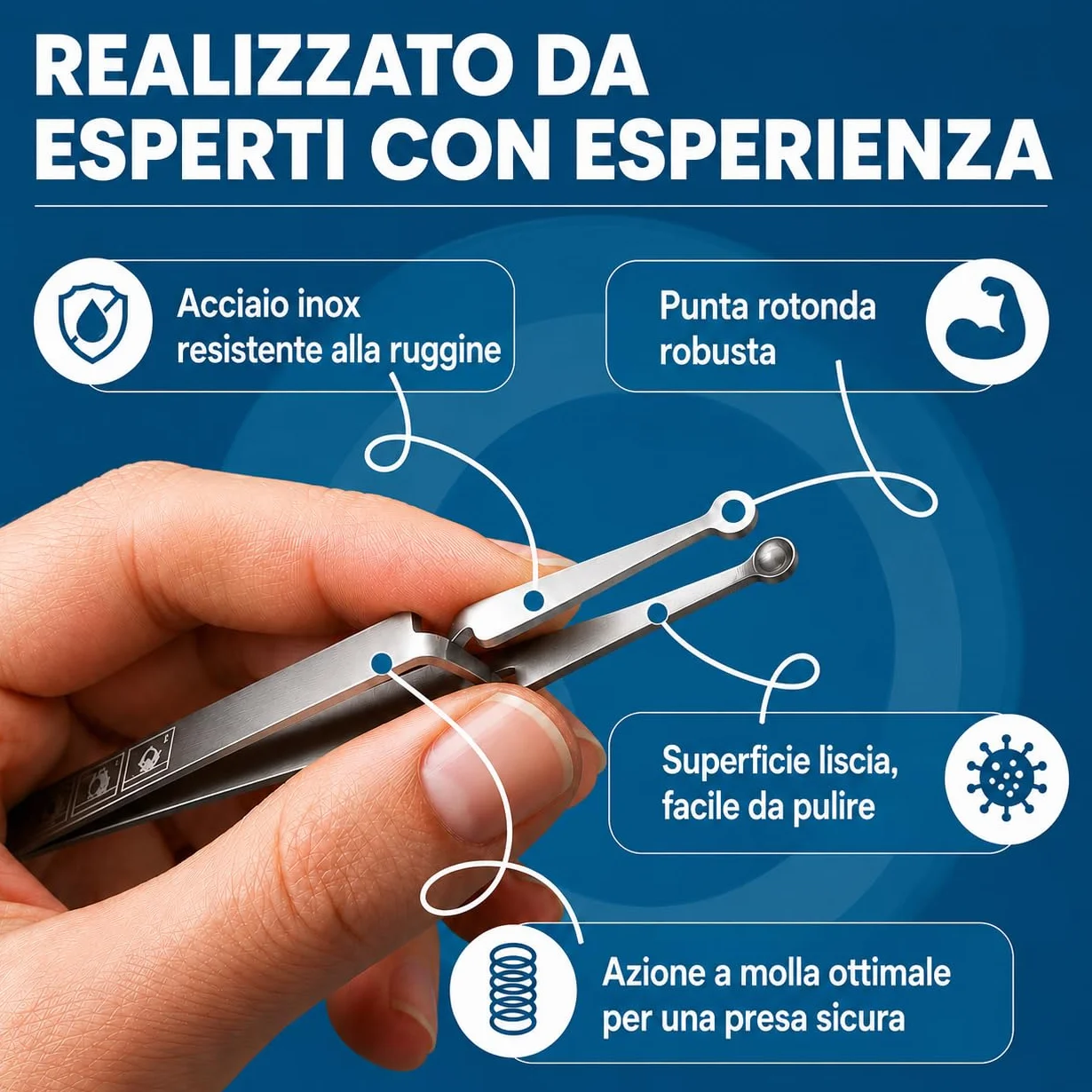 Pinze per zecche in acciaio inox a forma di cucchiaio con manico a croce per animali REMOS