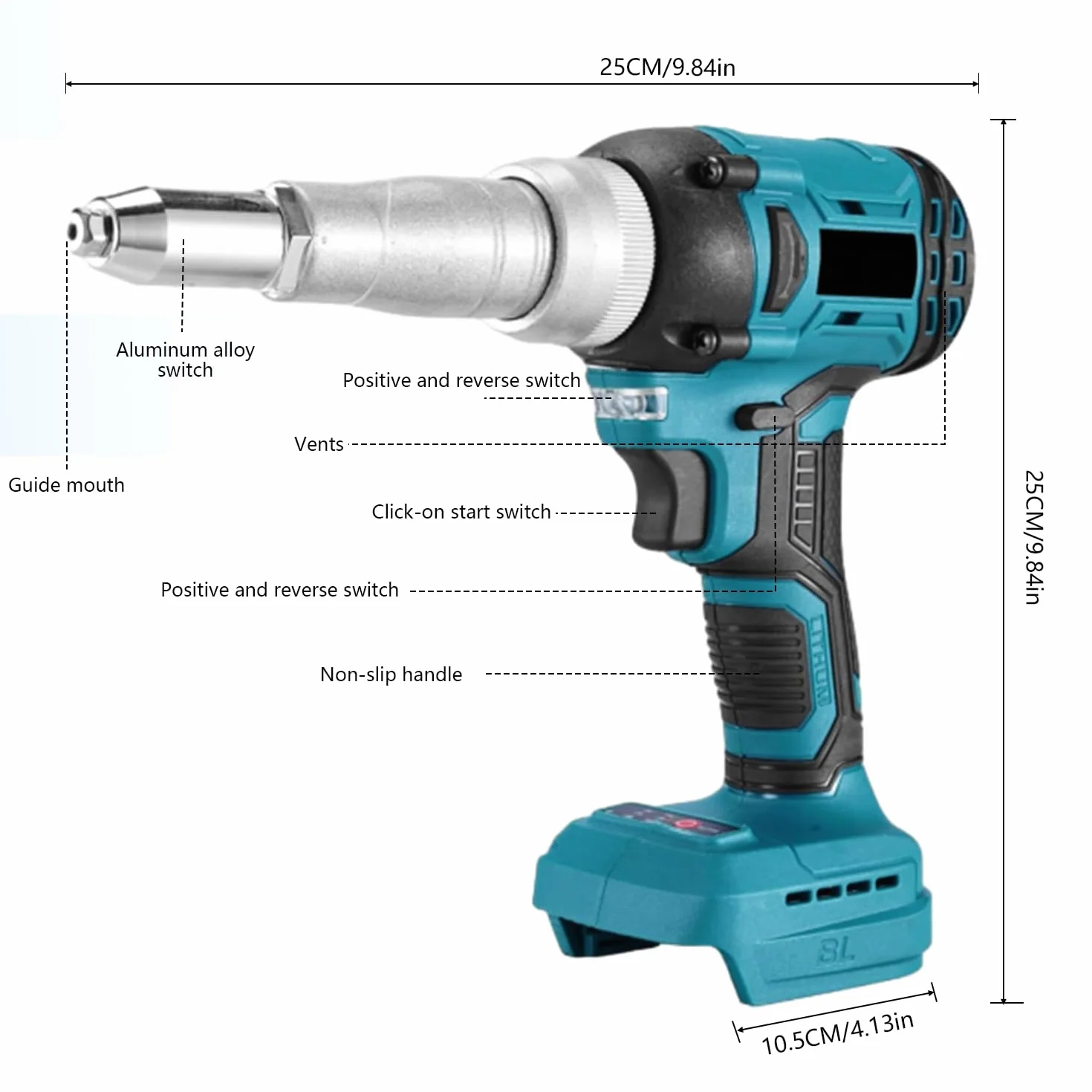 Makita 18 V Pinza rivettatrice a batteria senza spazzole 20.000 N 2,4-4,8 mm LED