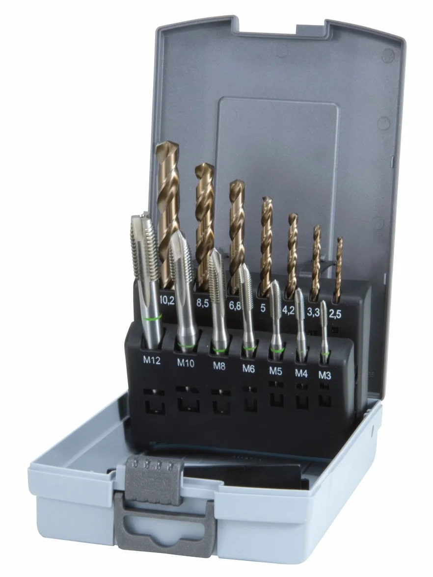 RUKO Set Maschi a Macchina M3-M12 HSS-Co DIN 371/376 14 Pezzi per Acciaio Inox e Metalli