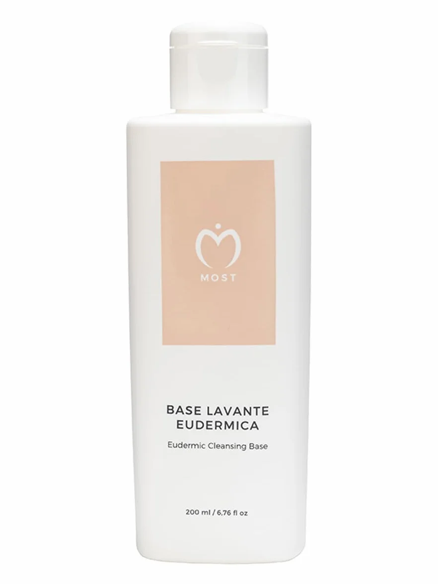 MOST - Base Lavante Eudermica, Detergente Senza Schiuma Viso, Corpo e Intimo Neonato e Adulto con Tensioattivi Delicati - Sapone Intimo Corpo Bambini e Adulti in Crema Idratante Pelle Sensibile, 200ml