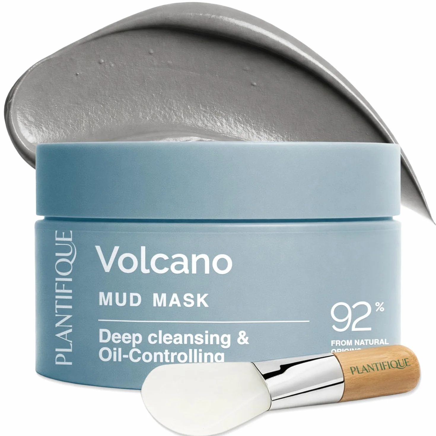 PLANTIFIQUE Maschera Viso Coreana Argilla Vulcanica e Fango Mar Morto – Maschera Viso Corpo con Carbone, Acido Ialuronico, Olio Jojoba, Burro Karité – Purifica, Affina Pori, Idrata e Calma – 110 g
