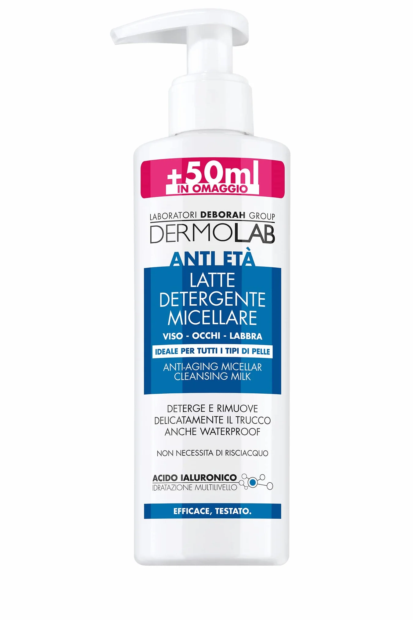 Dermolab - Latte Detergente Micellare Antietà Viso, per Tutti i Tipi di Pelle, Deterge la Cute, Effetto Idratante e Levigante, Minimizza la Visibilità delle Rughe, Dermatologicamente Testato, 250 ml