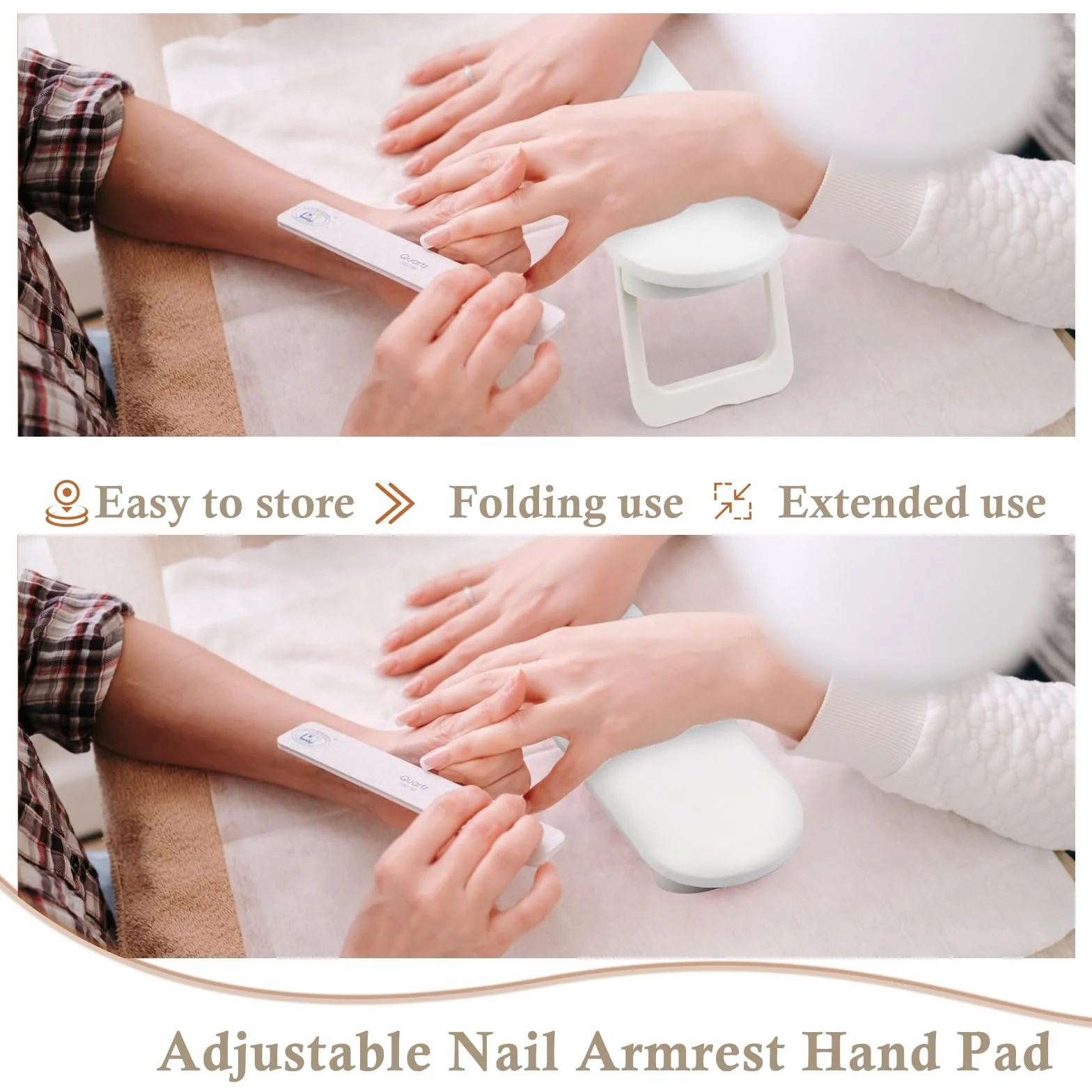 NVIYAM Poggiamano per Unghie Manicure, Poggiamano per Unghie Pieghevole in Pelle PU Cuscino, Poggia Mani per Unghie Professionale, Cuscino per Unghie Antiscivolo per Nail Art, Bianco
