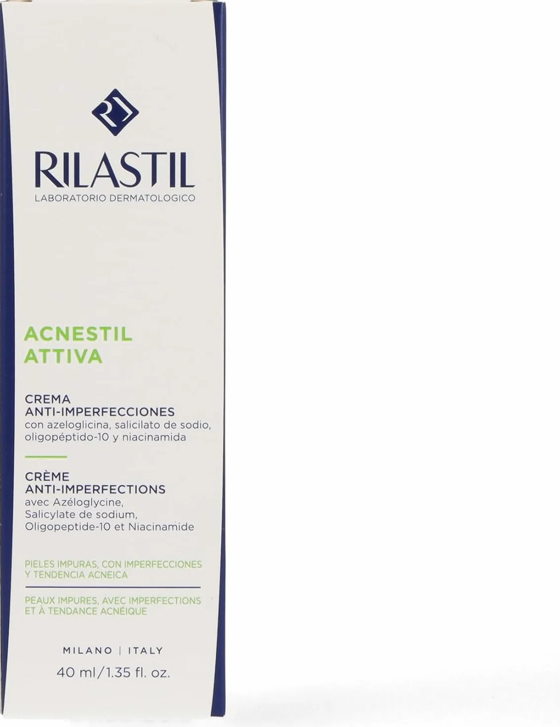 Rilastil Acnestil Crema Attiva, Crema Anti-Imperfezioni per Pelli Miste, Grasse e con Tendenza Acneica, Confezione da 40 ml