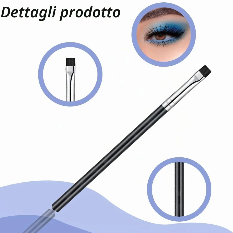 Pennelli per Sopracciglia, Pennello per Eyeliner, Pennello per Eyeliner Piatto, Pennello da Trucco, per Occhi, Sopracciglia, Ombretto, Labbra