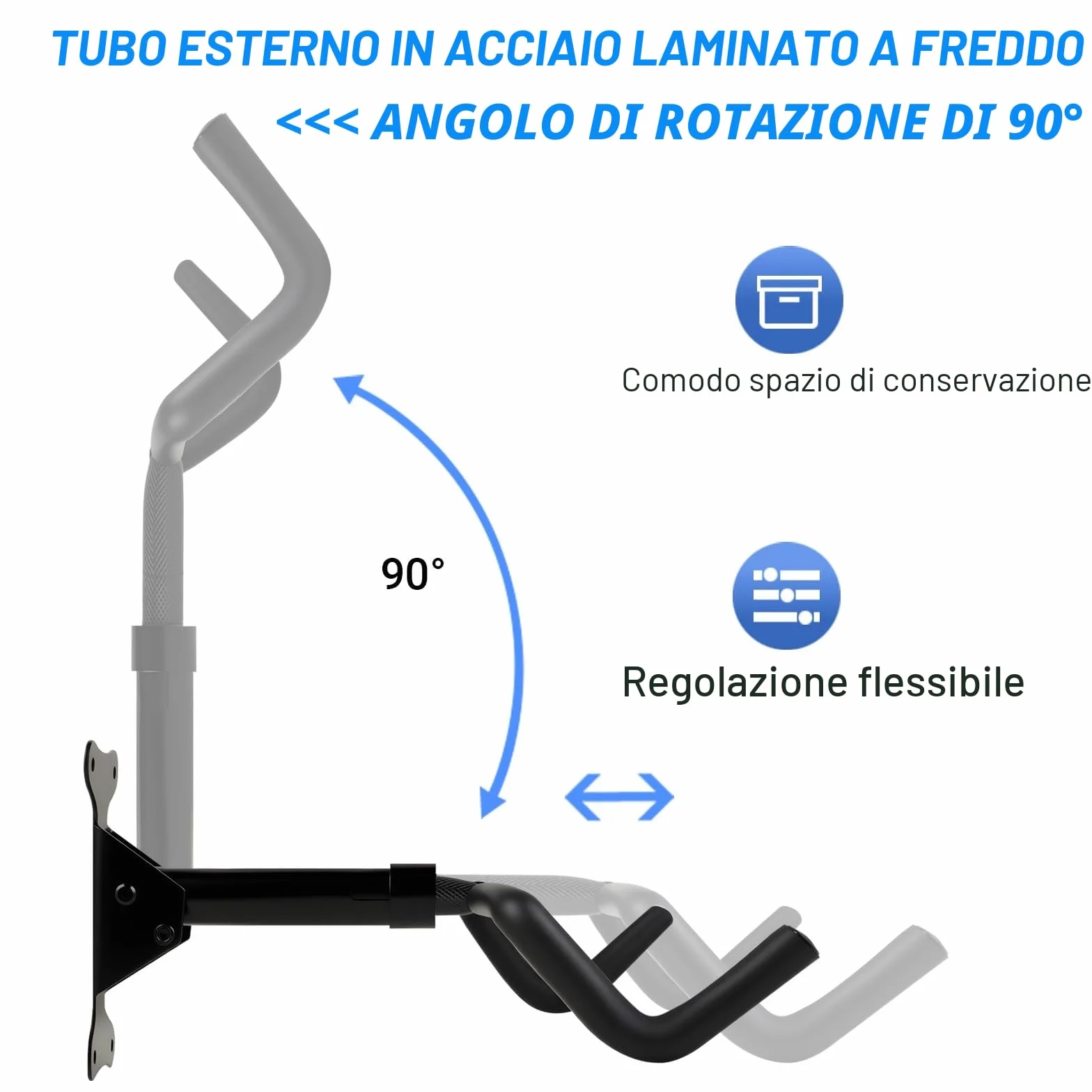 Porta Bici da Muro 30 kg 360° Girevole Estraibile Pieghevole 90° Protezione Schiuma EVA 8 mm