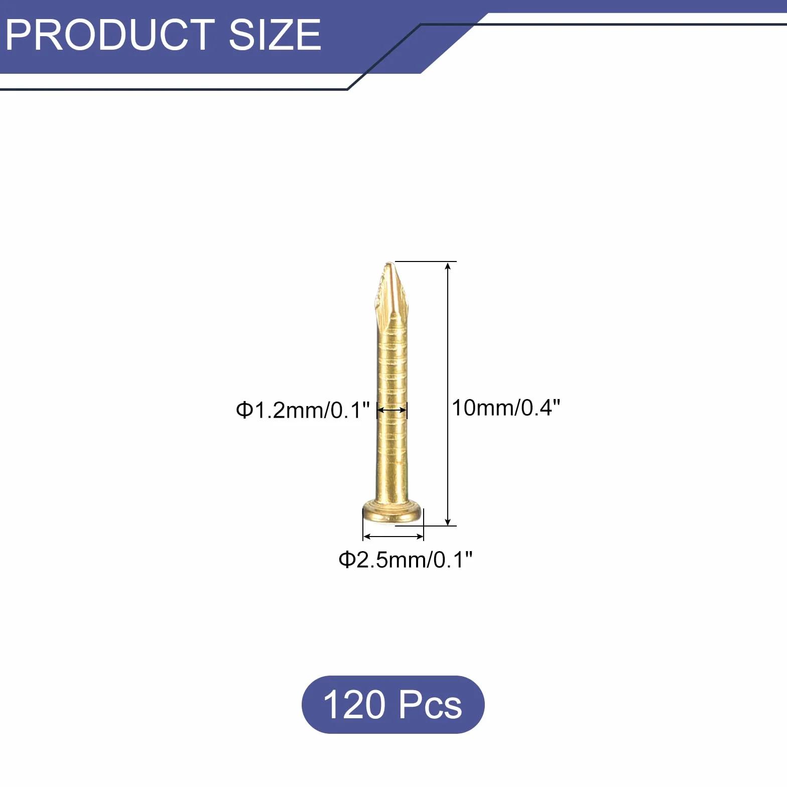 QUARKZMAN 120szt Gwoździe Mosiądz 1.2mm x 10mm do Dekoracyjnych Pudełek i Domowych Napraw