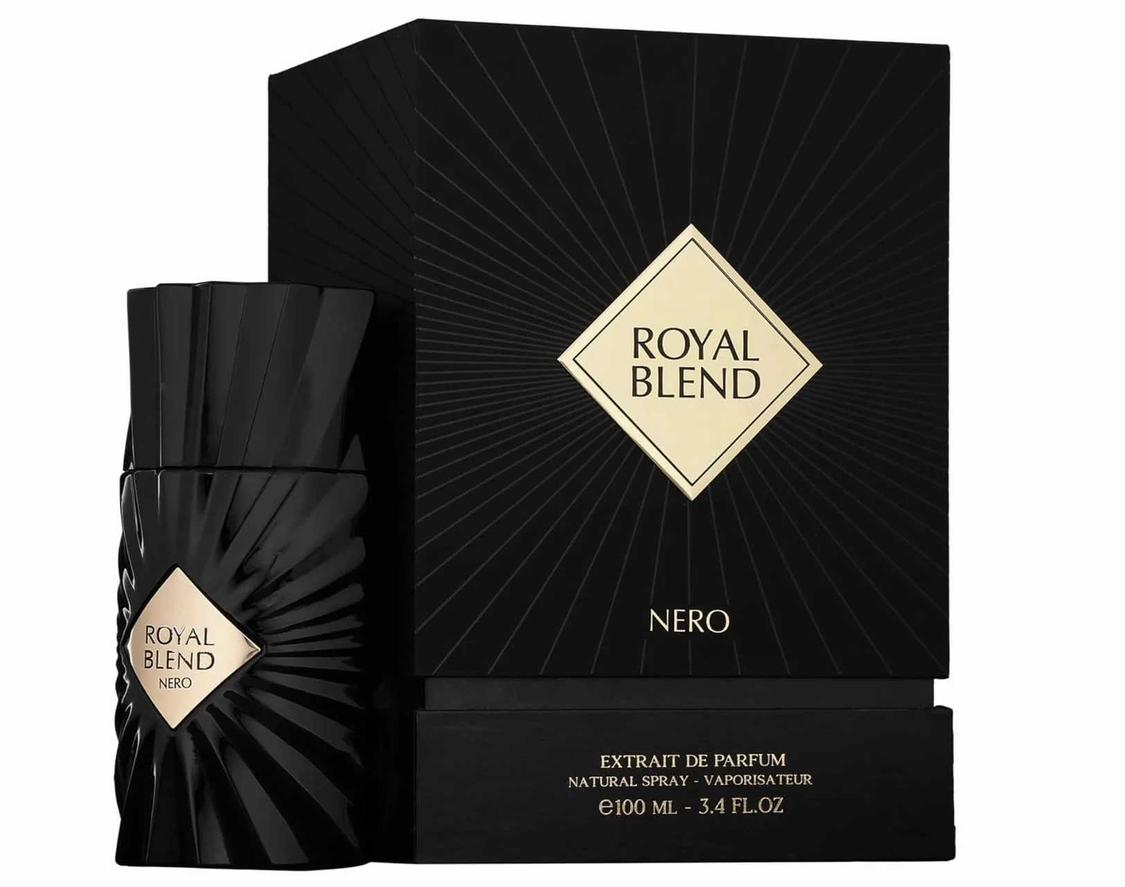 Royal Blend Nero - Estratto di profumo da 100 ml - Fragranza araba unisex di lunga durata con atomizzatore, profumo orientale e gourmet con note di mela, cannella e vaniglia (Nero)