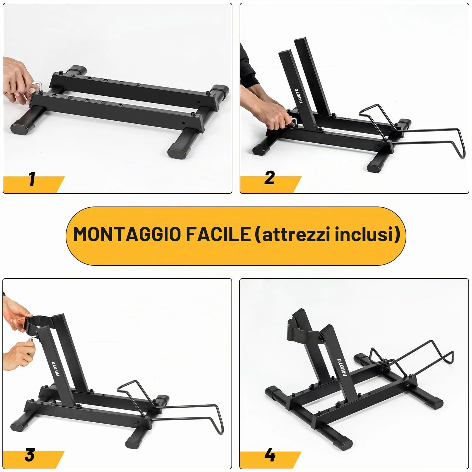 Favoto Cavalletto per E-Bike e Biciclette - Supporto da Pavimento per Bici Elettriche e Tradizionali 20-29 Pollici 38kg Nero