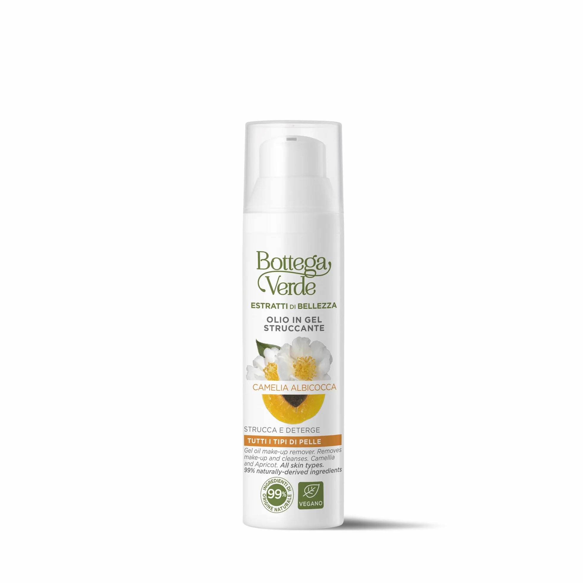 Bottega Verde - Estratti di Bellezza, Olio in Gel Struccante, 75 ml, Strucca e Deterge, con Camelia e Albicocca, per Tutti i Tipi di Pelle