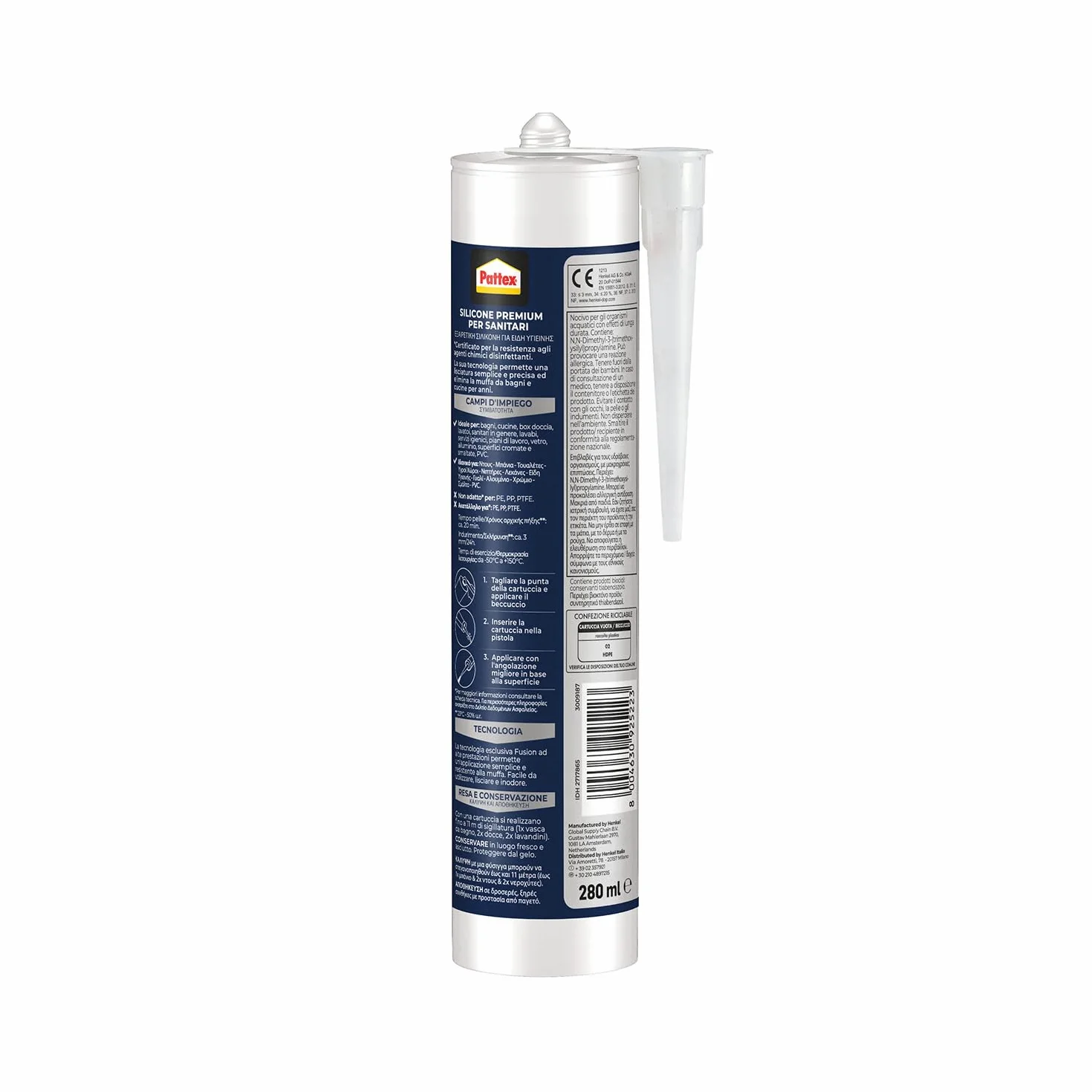 PATTEX Bagni&Cucine Premium Silicone Trasparente Sigillante 280 ml